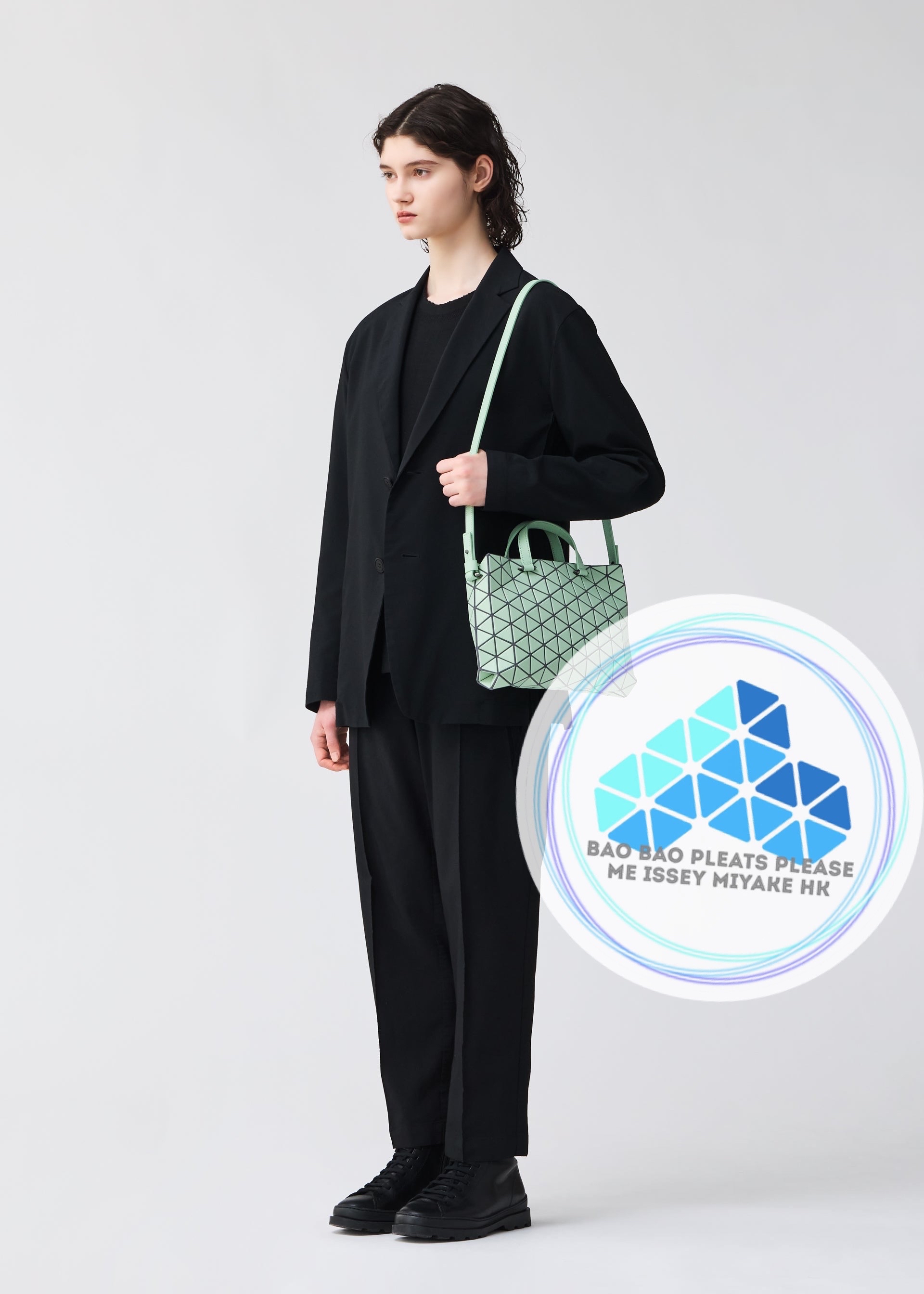 BAO BAO Tonneau 啞面皮革立體三角格手提斜孭兩用袋top handles crossbody 2ways bag S size細尺寸