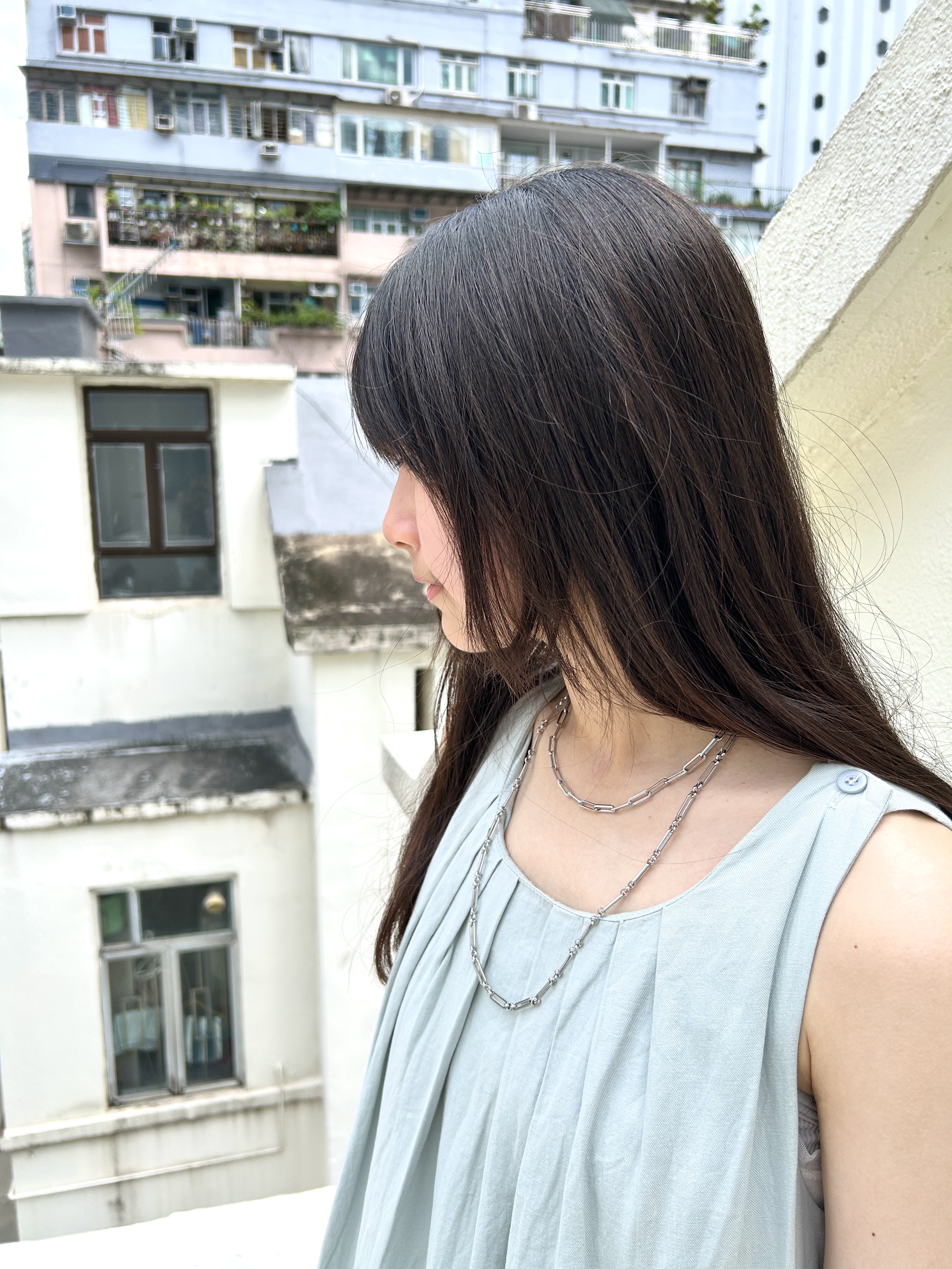 Silver simple chain stainless necklace