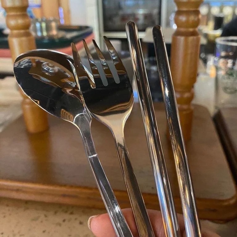 Zwilling 孖人牌便攜三件裝不銹鋼餐具連盒 叉匙羹筷子 -1套 現貨