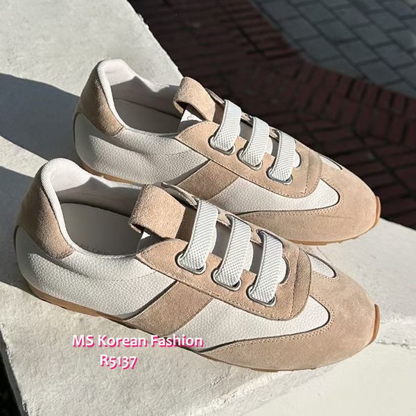 R5137 韓國🇰🇷拼色真皮免綁帶sneakers