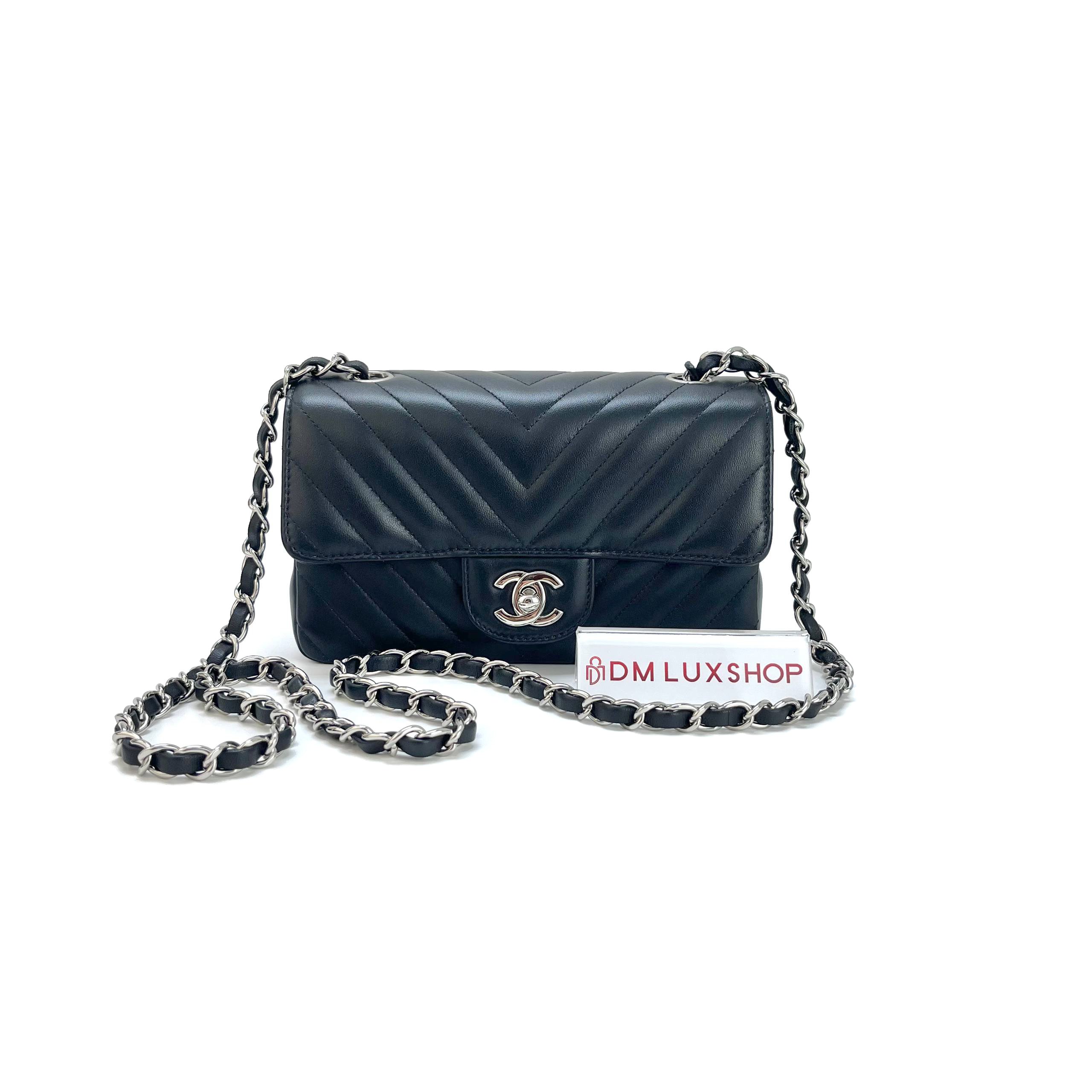 Chanel Black Chevron Mini Rectangular Flap Bag SHW (Serial 30, Y: 2020)