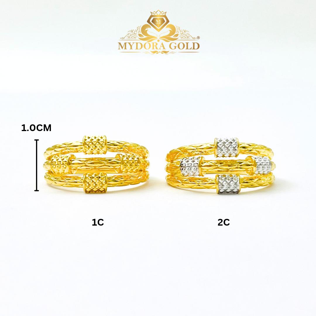 MYDORA Emas 916 Cincin Diamond Skru 3 Layer (5G) l EMAS 916/22K