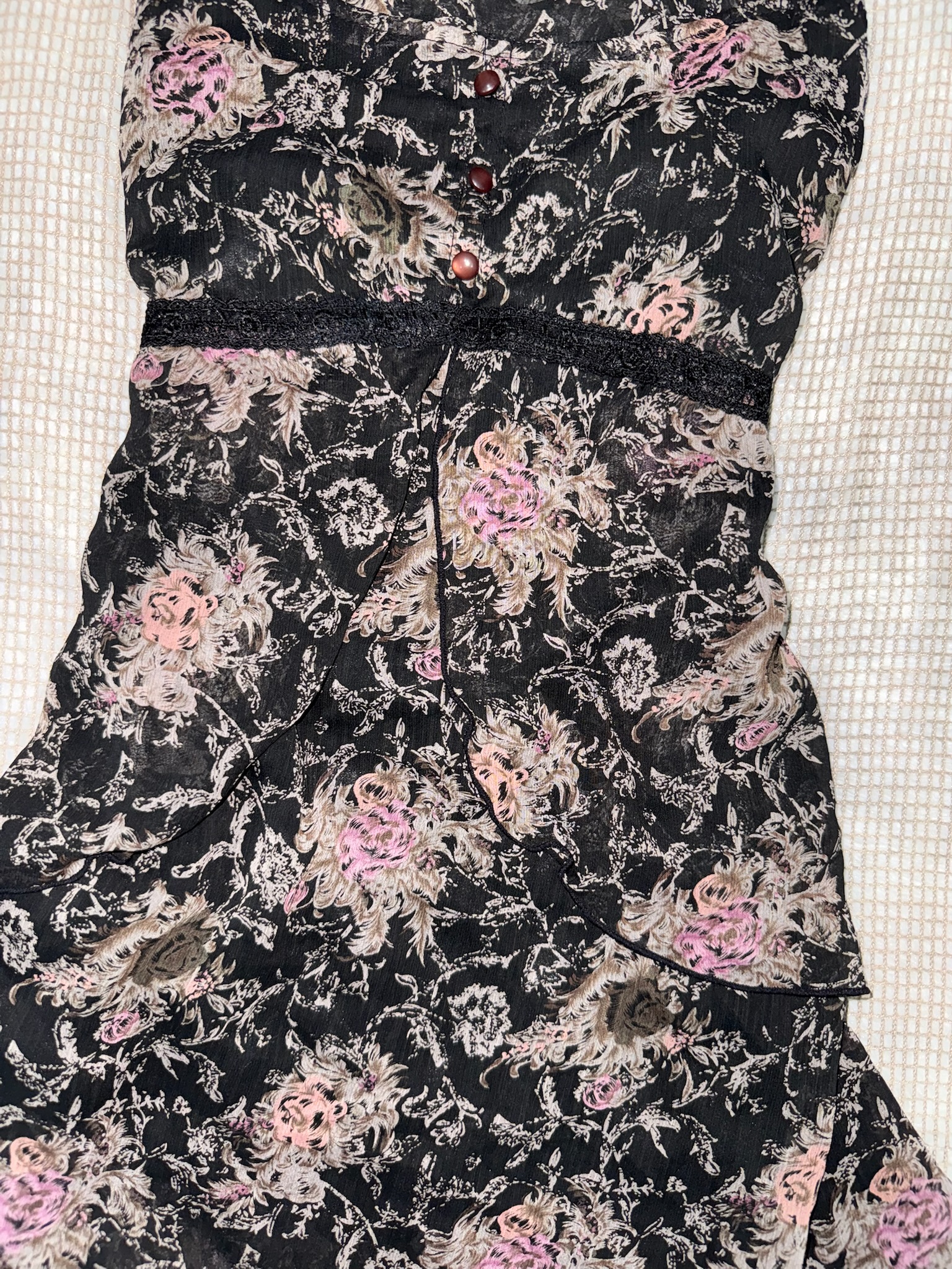 Grunge Tiered Chiffon Mini Dress