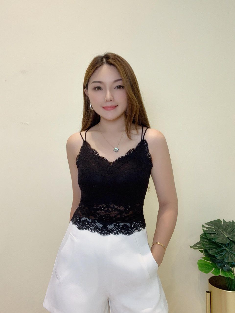 自带胸垫蕾丝背心 0020