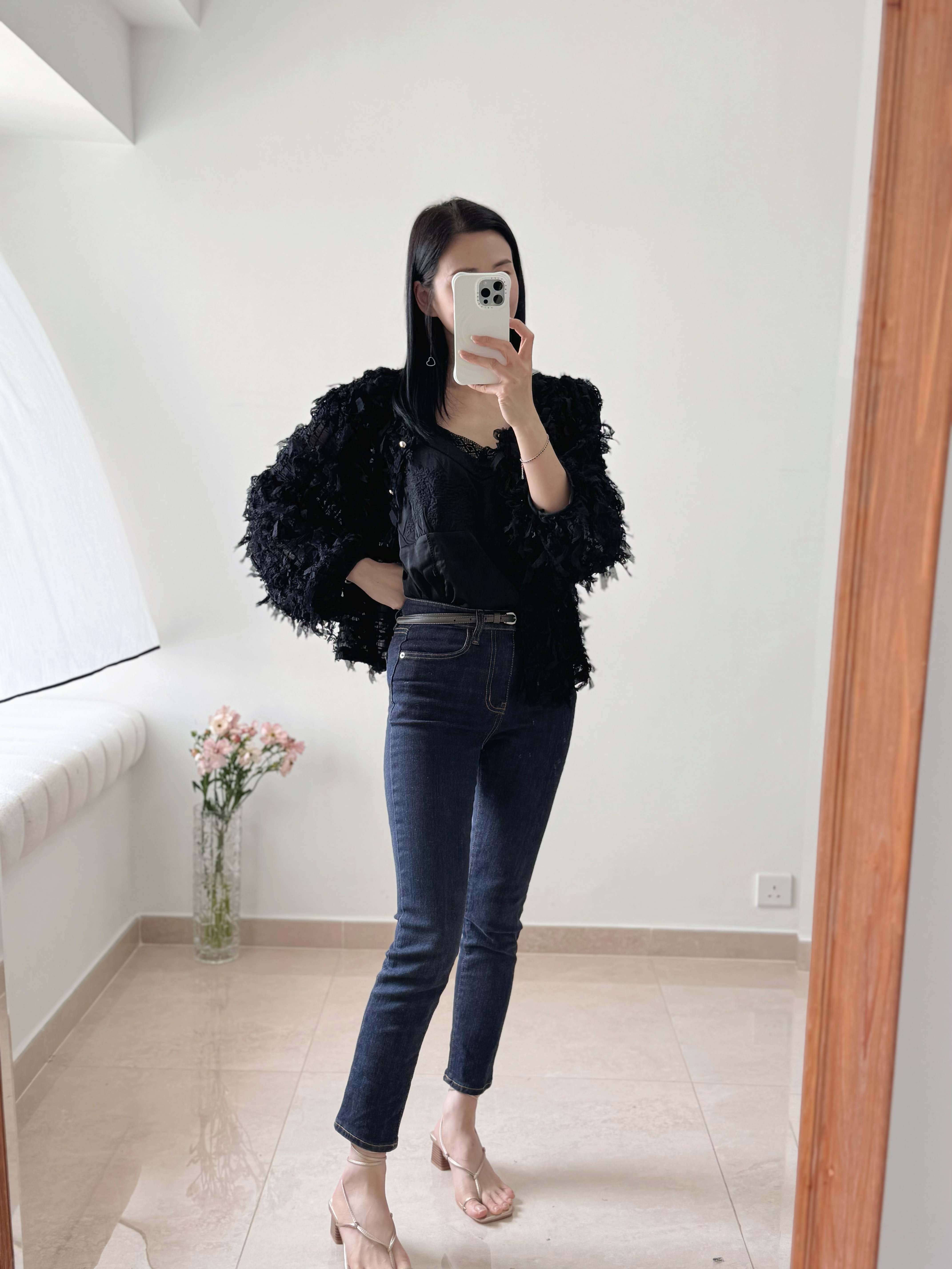 Elegant chiffon lace ribbon cardi