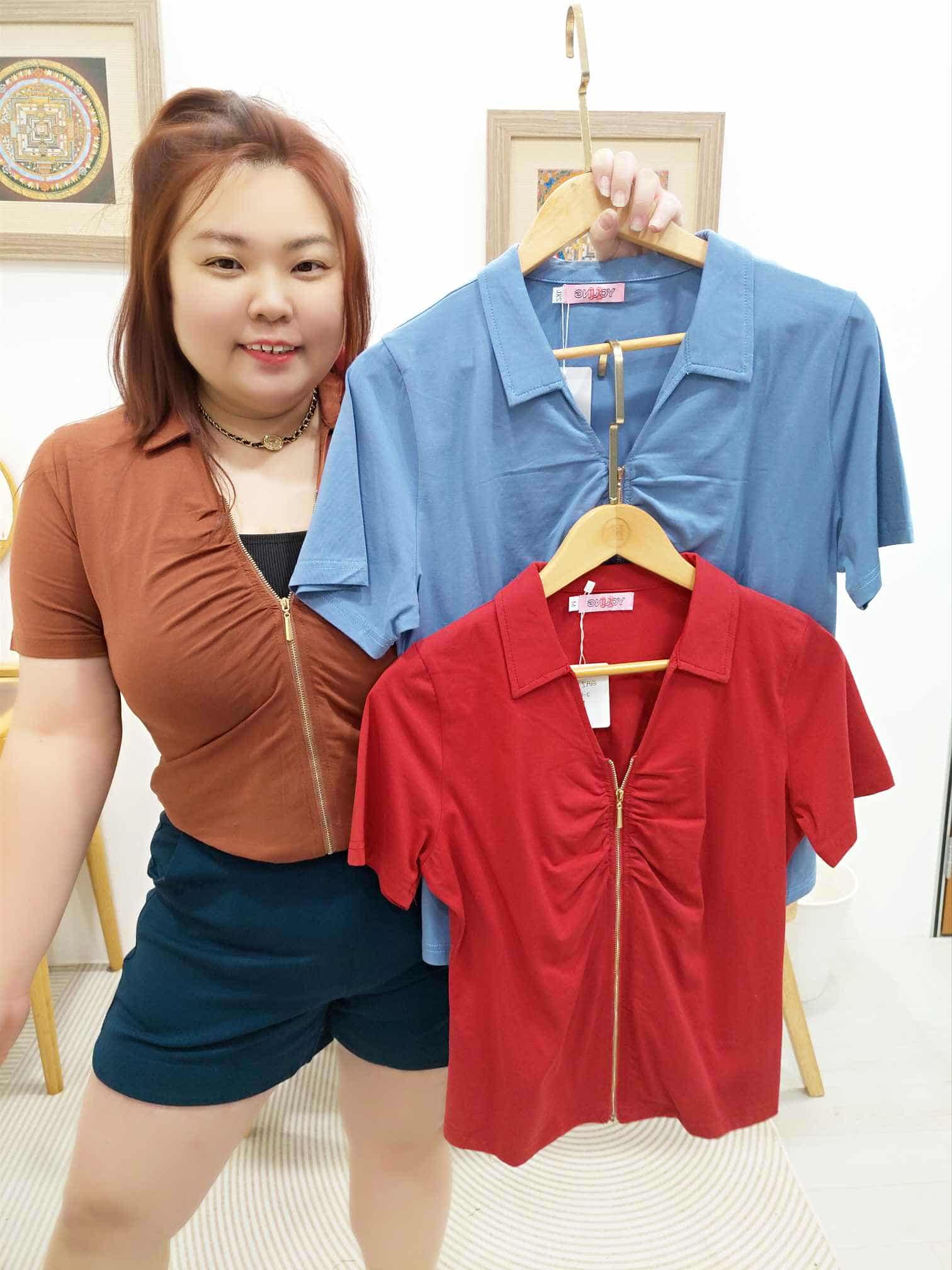 OTB19 LC3086 拉链小领子上衣（颜色随机⚠️）