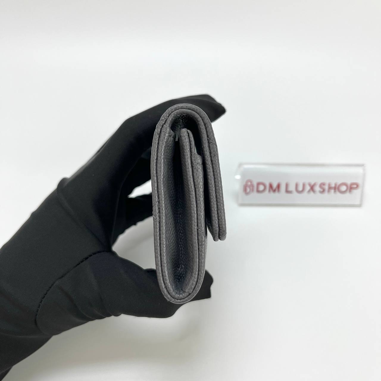 Chanel Grey Caviar Flap Card Case SHW (Microchip)