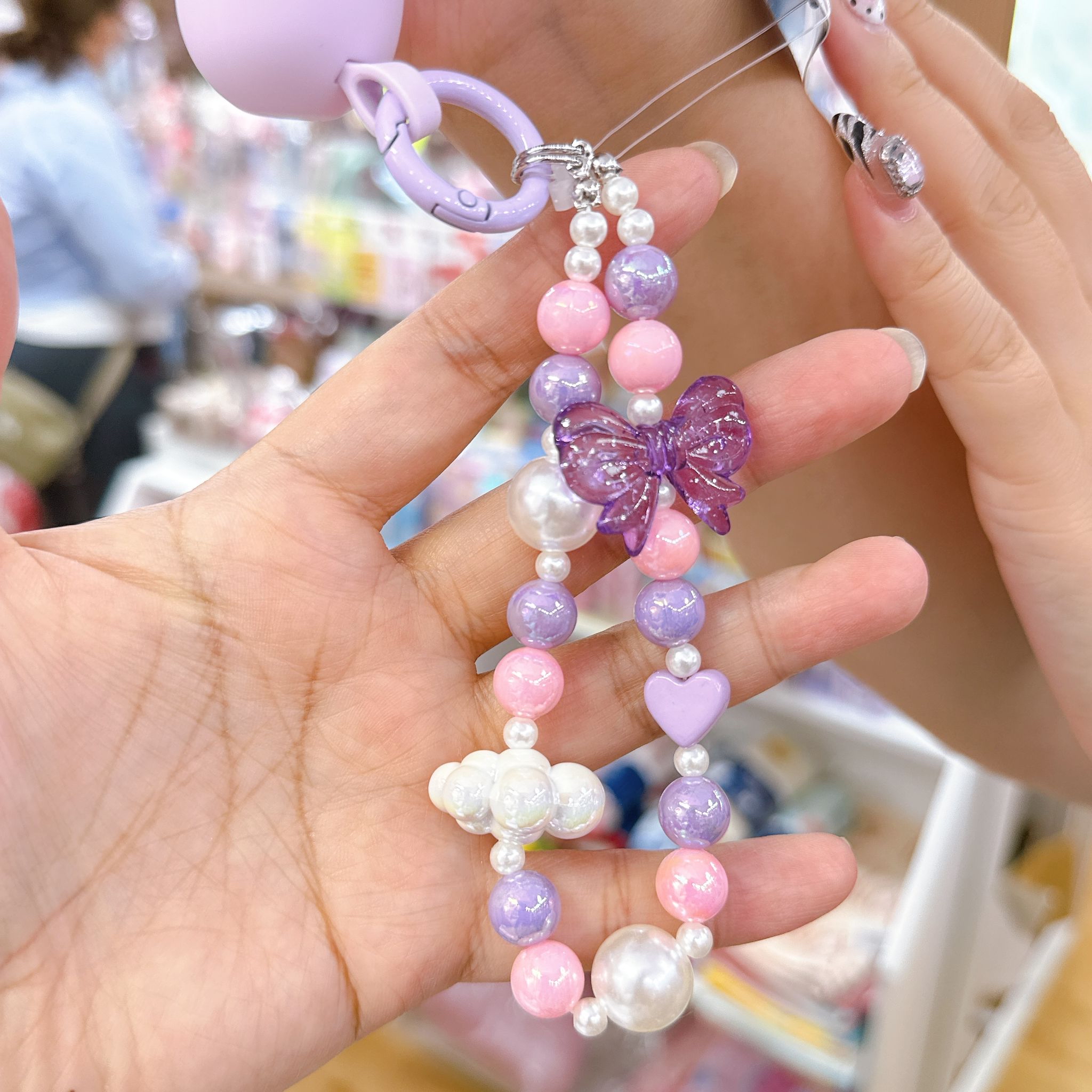 原裝行貨Sanrio 靚靚55cm自動縮骨遮配珠鏈 晴雨兼用 防uv