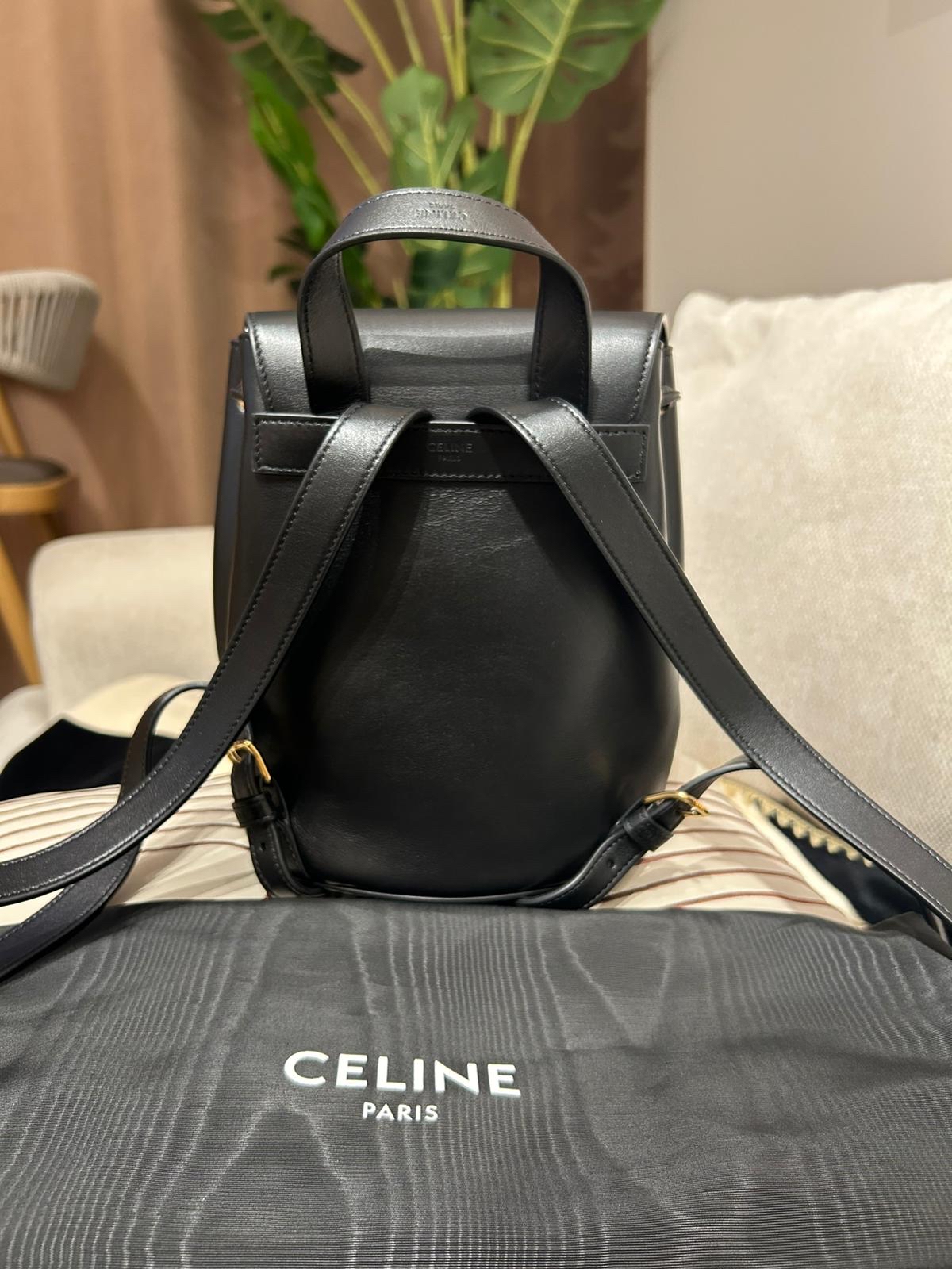 Celine Bonnie Backpack 黑色金扣 100%Authentic, 98%New ✅Dust bag