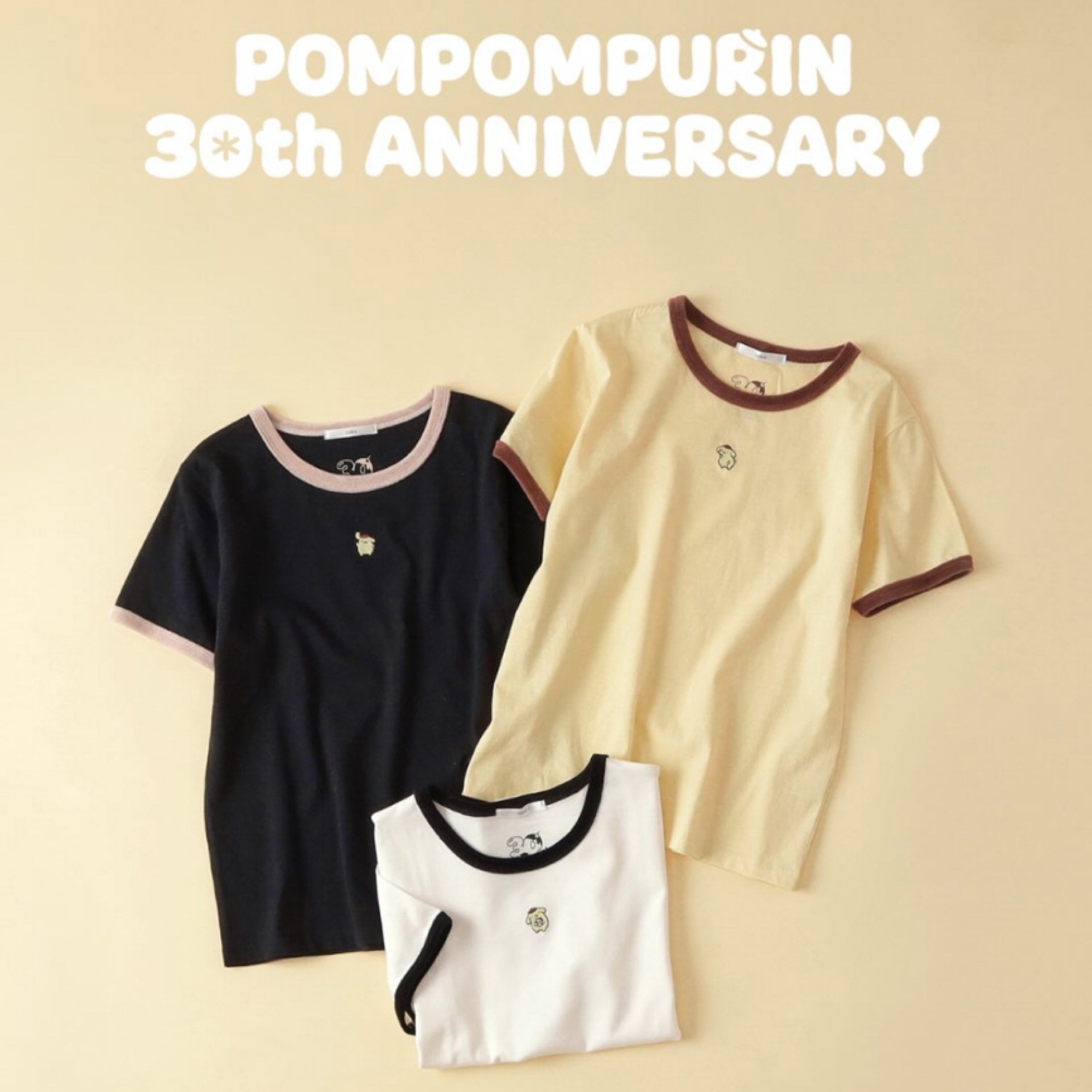 日本預訂📍日本index x 布甸狗30週年系列 - 絨面邊短袖Tee