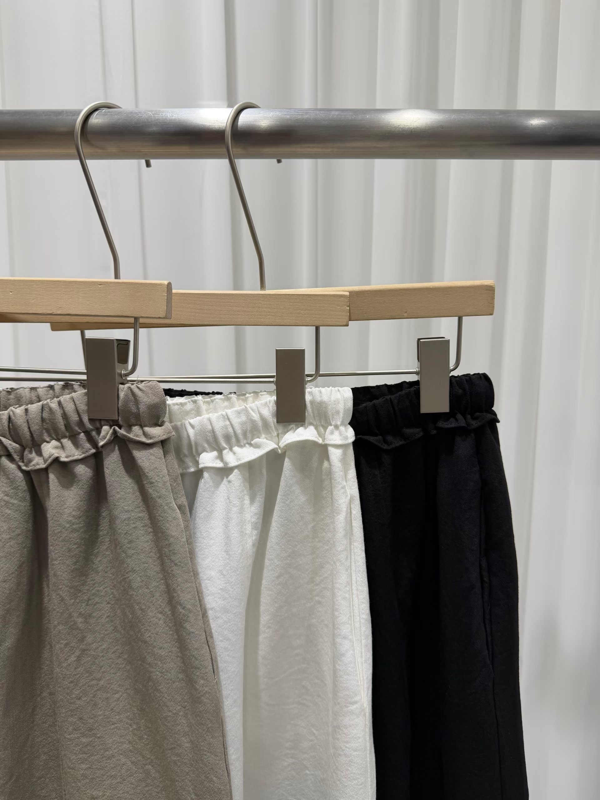 CT21 韓系抽繩鬆緊高腰闊腿褲