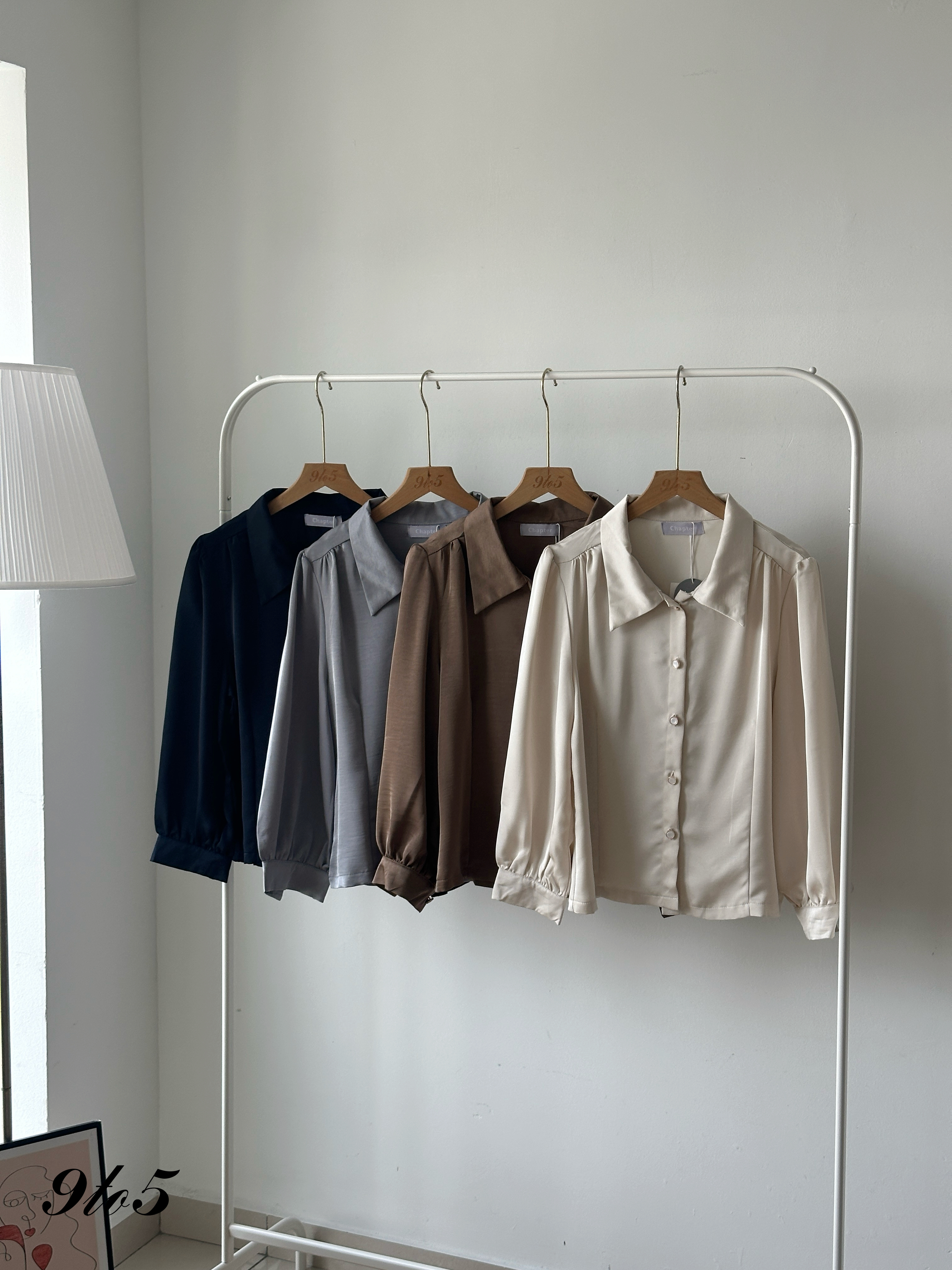 T4160 Puff Sleeve Satin Blouse - 4 Colors 