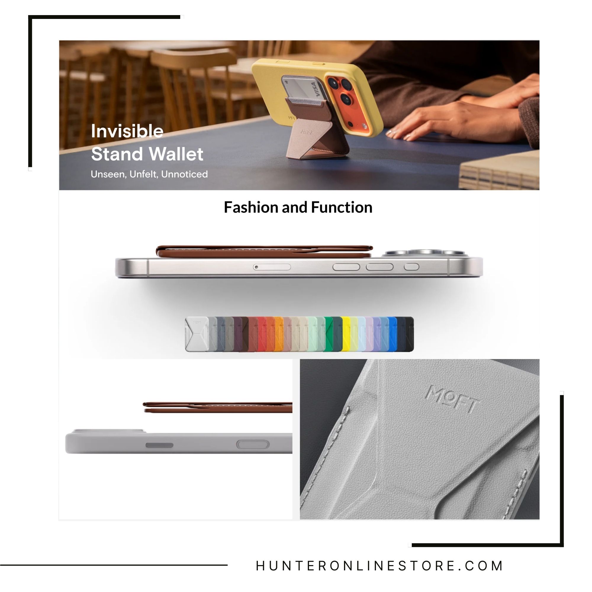 MOFT MOVAS 專利純素皮革 Snap-on 磁吸式手機支架 |支援 MagSafe｜手機支架｜卡套 MOVAS Vegan Leather Snap-on Phone Stand & Wallet | MagSafe Compatible MS007MP