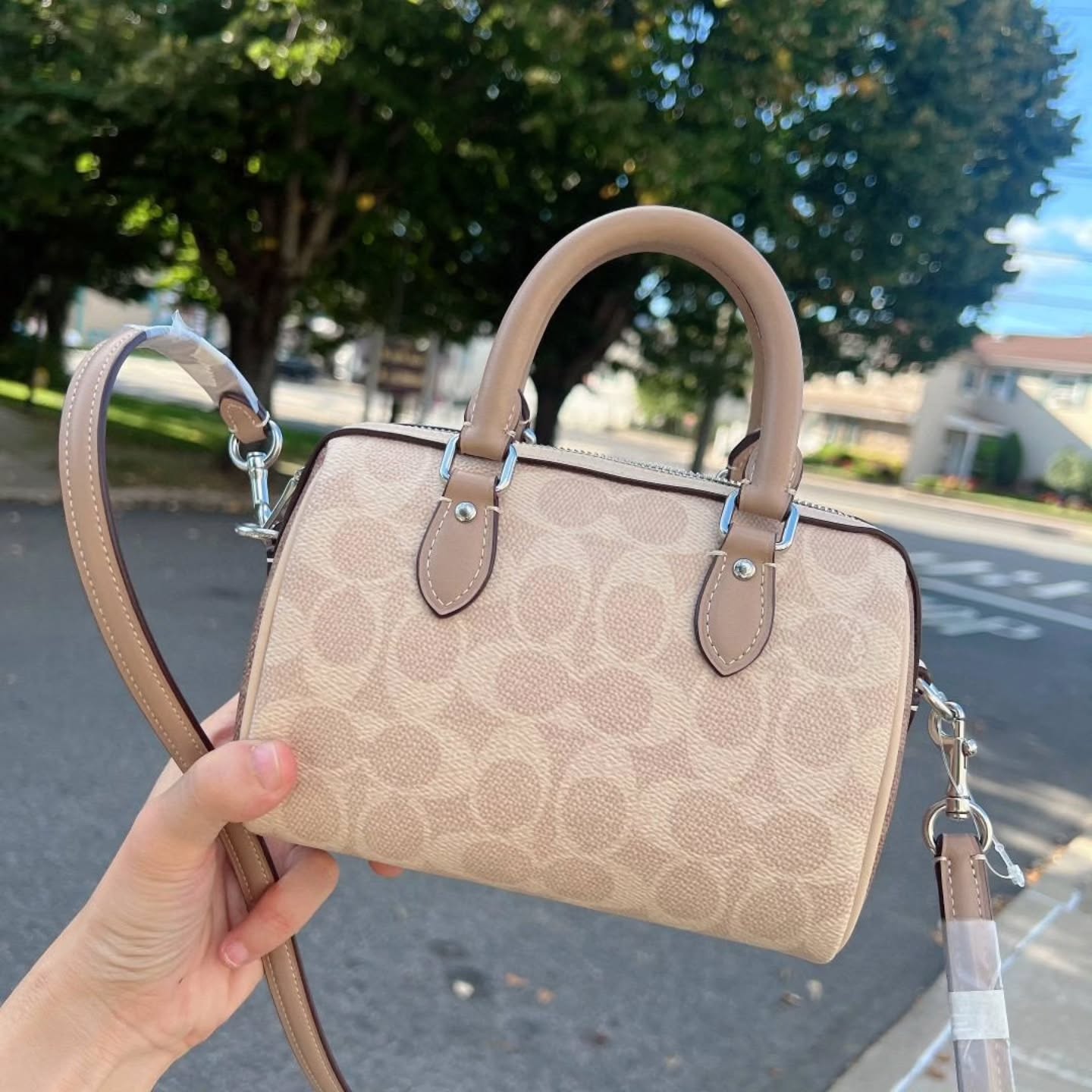 🇯🇵Coach最新Mini迷你Rowan波士顿 新款老花拼色