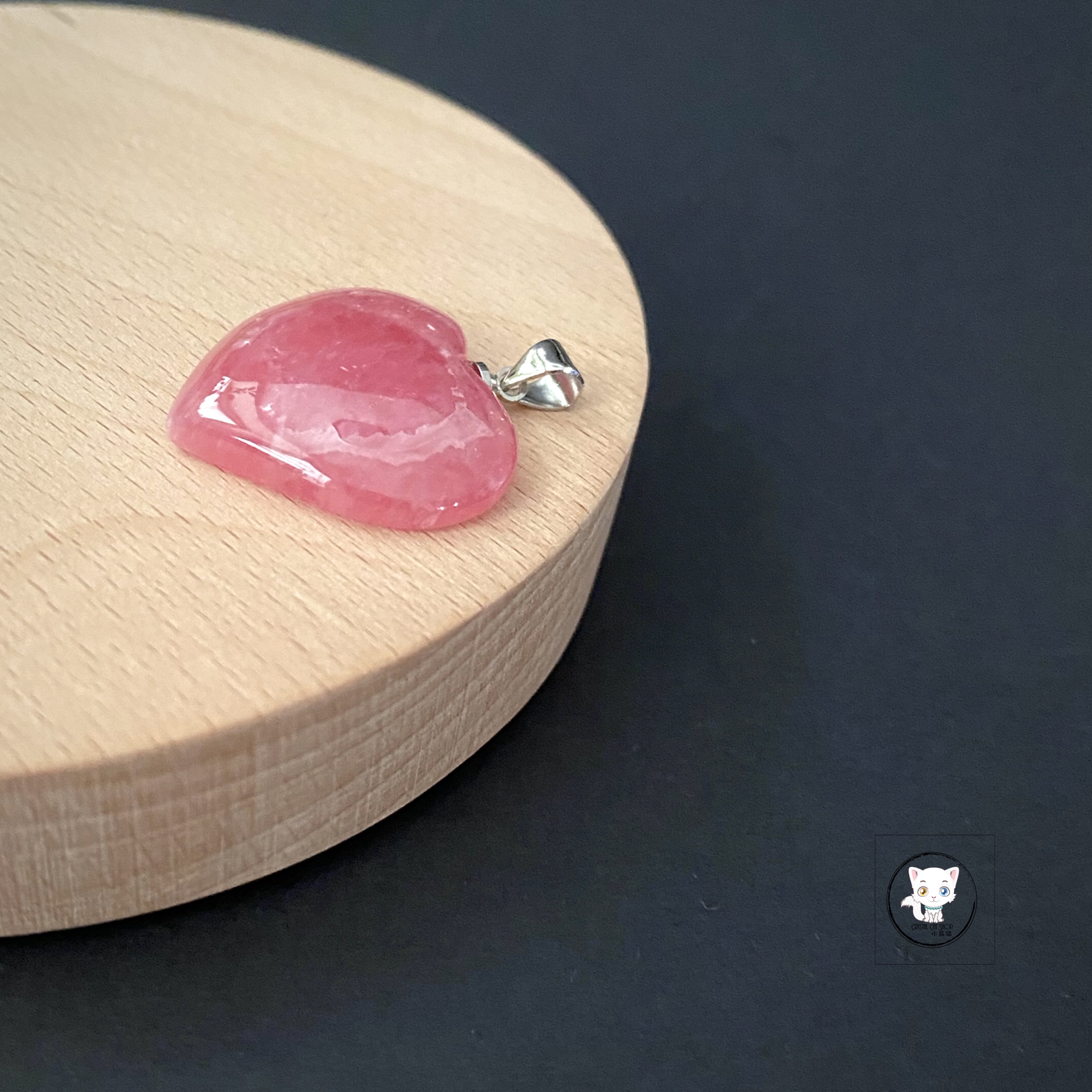 天然紅紋石愛心吊墜 24mm