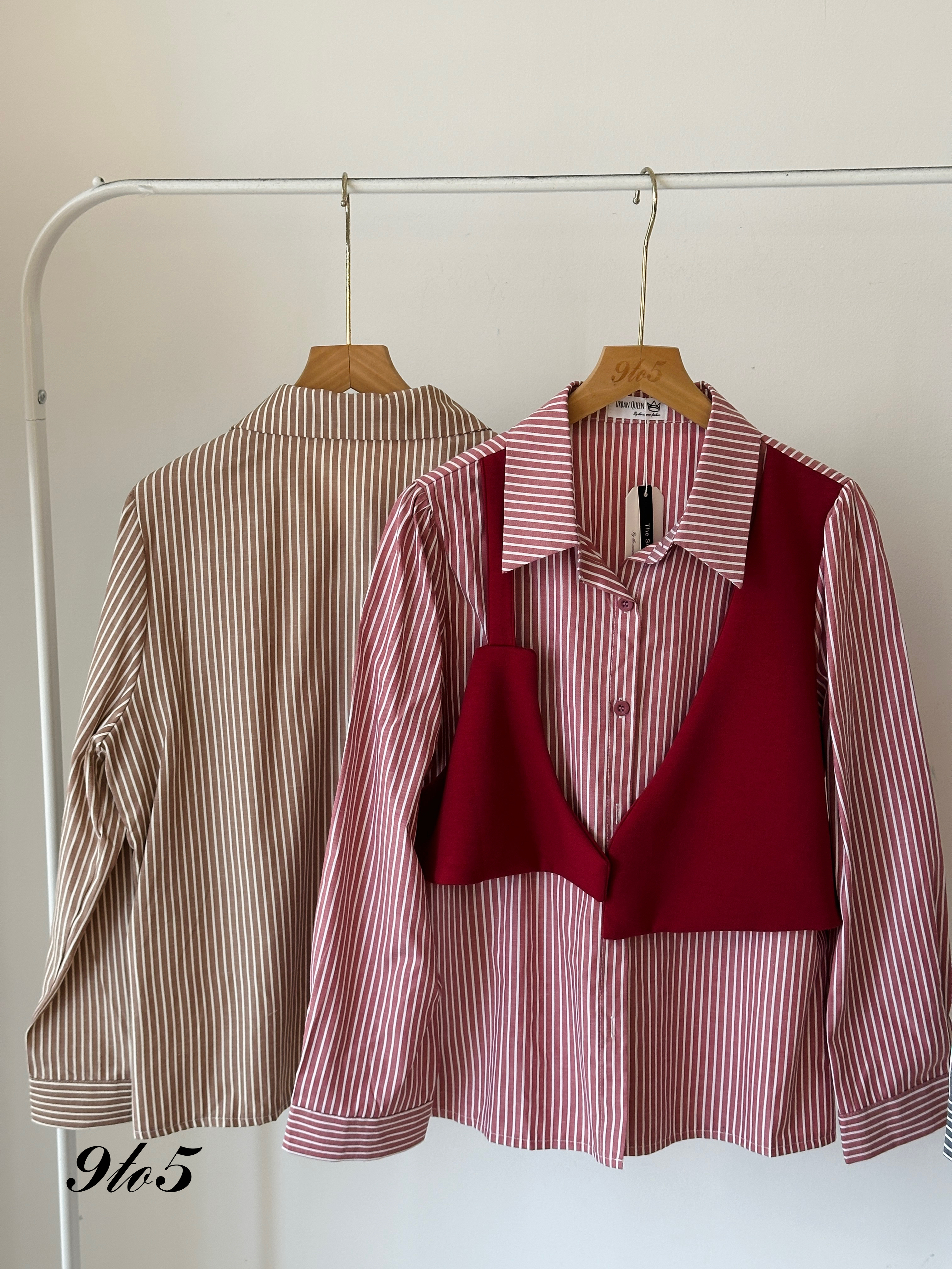 T3952 Fake Two-Piece Stripe Shirt - 4 colors