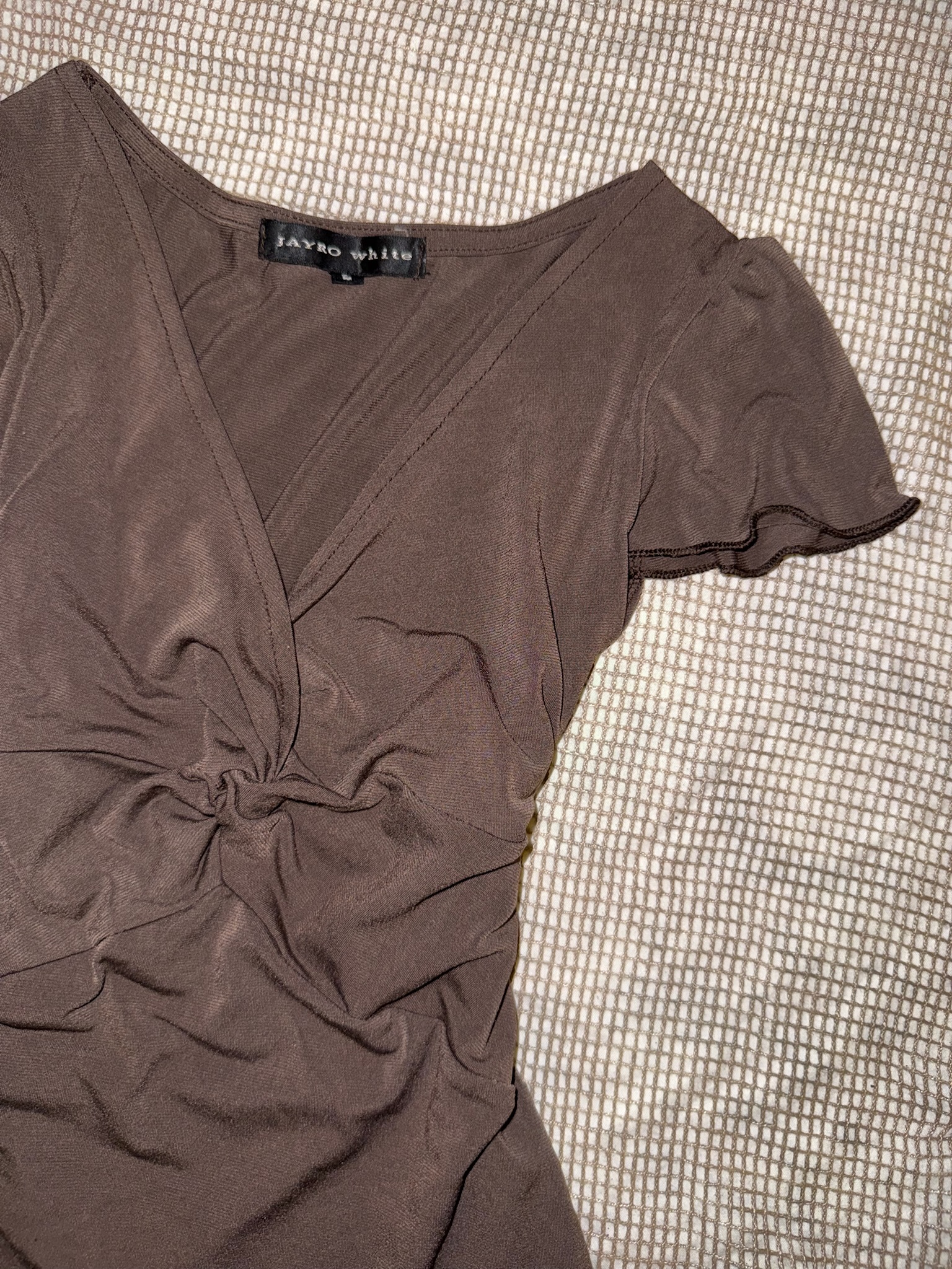 Espresso Brown Flutter V-Neck Top