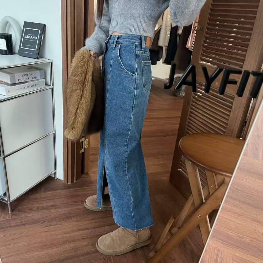 前骨開叉牛仔裙