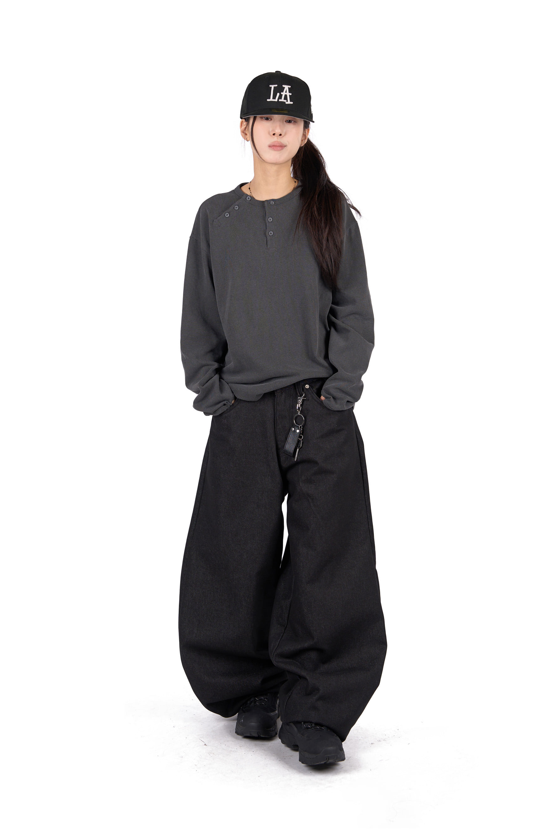 Asymmetric Button Long Sleeve