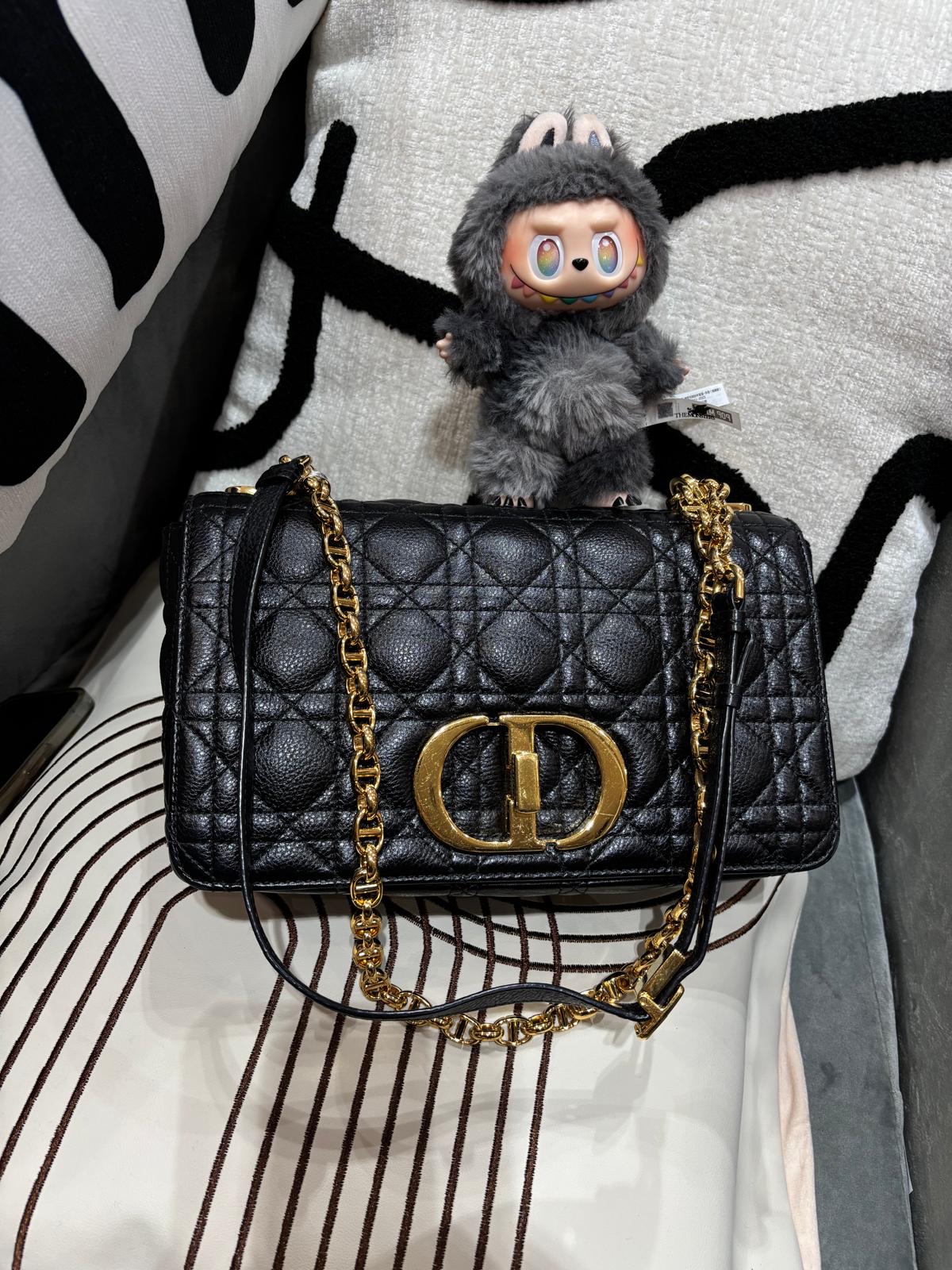Dior Caro Medium Calfskin 黑金 100%Authentic, 95%New ✅Dust bag 