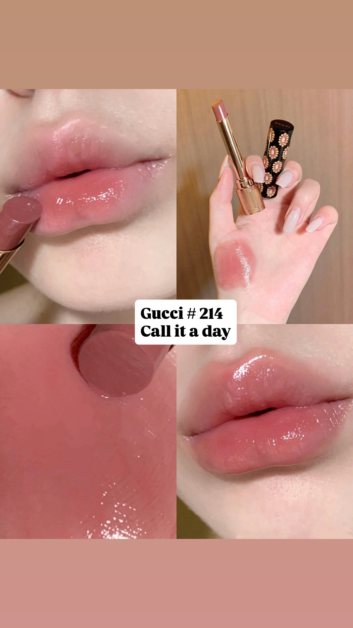預訂!Gucci 214 Call It A Day, Rouge De Beauté Brillant幼管唇膏