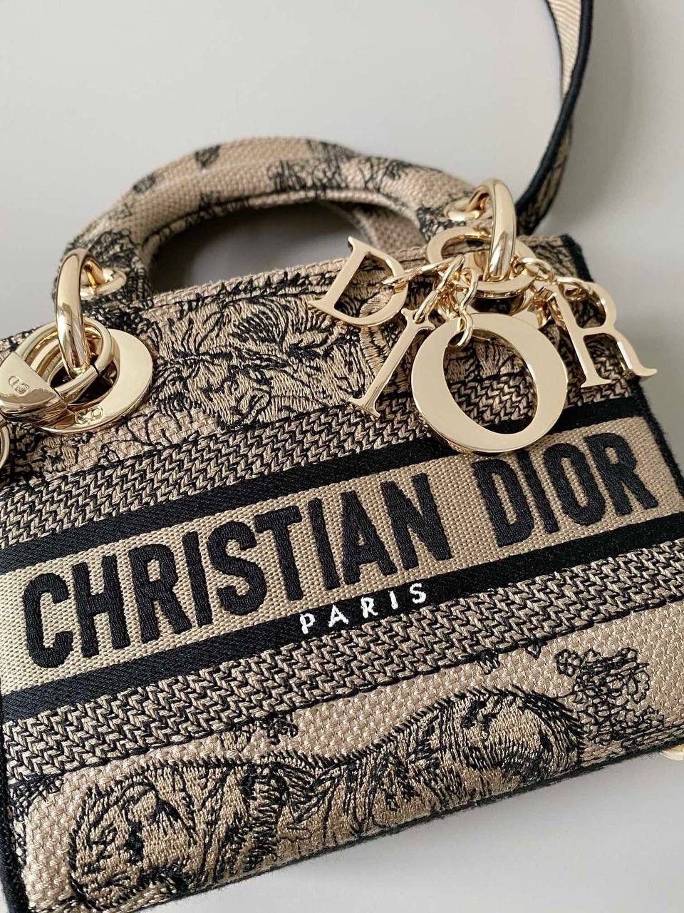 🈶浅咖迷你 ✨𝗖𝗗 𝗟𝗮𝗱𝘆 三格刺绣"丛林老虎" 老虎系列不断推出新的颜色 不得不说冬季的浅咖色系非常好看 温温柔柔，有种复古的法式浪漫风阿 17×15×7cm