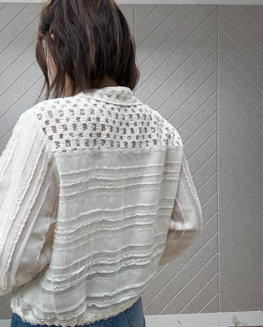 鏤空v領束腳恤衫外套