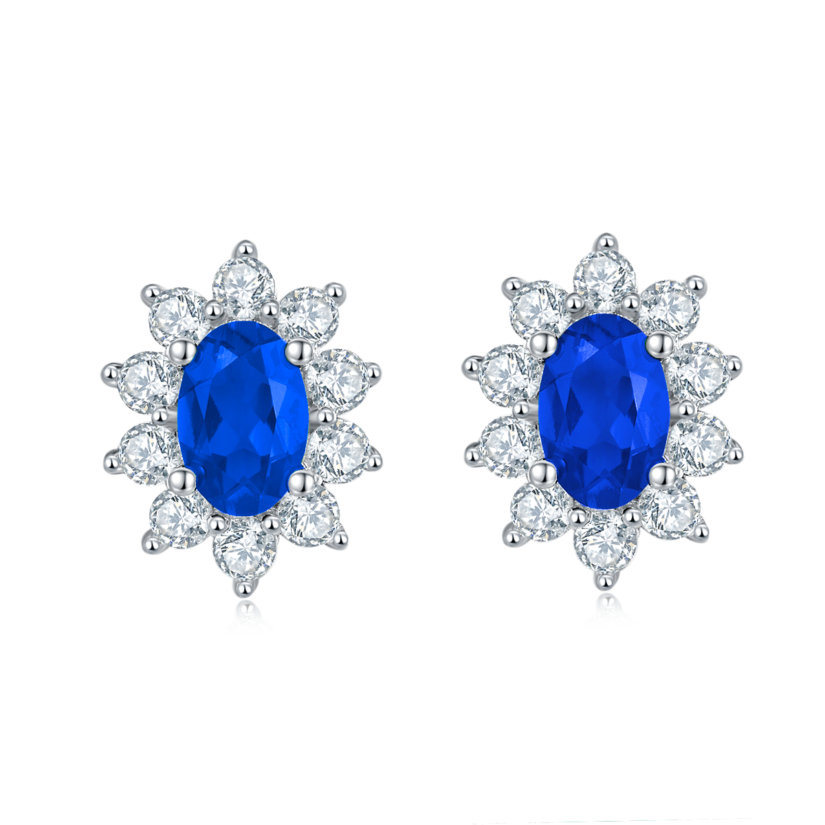 E2020114蛋形培育祖母綠s925銀鍍白金耳環6*4mm/0.8CT