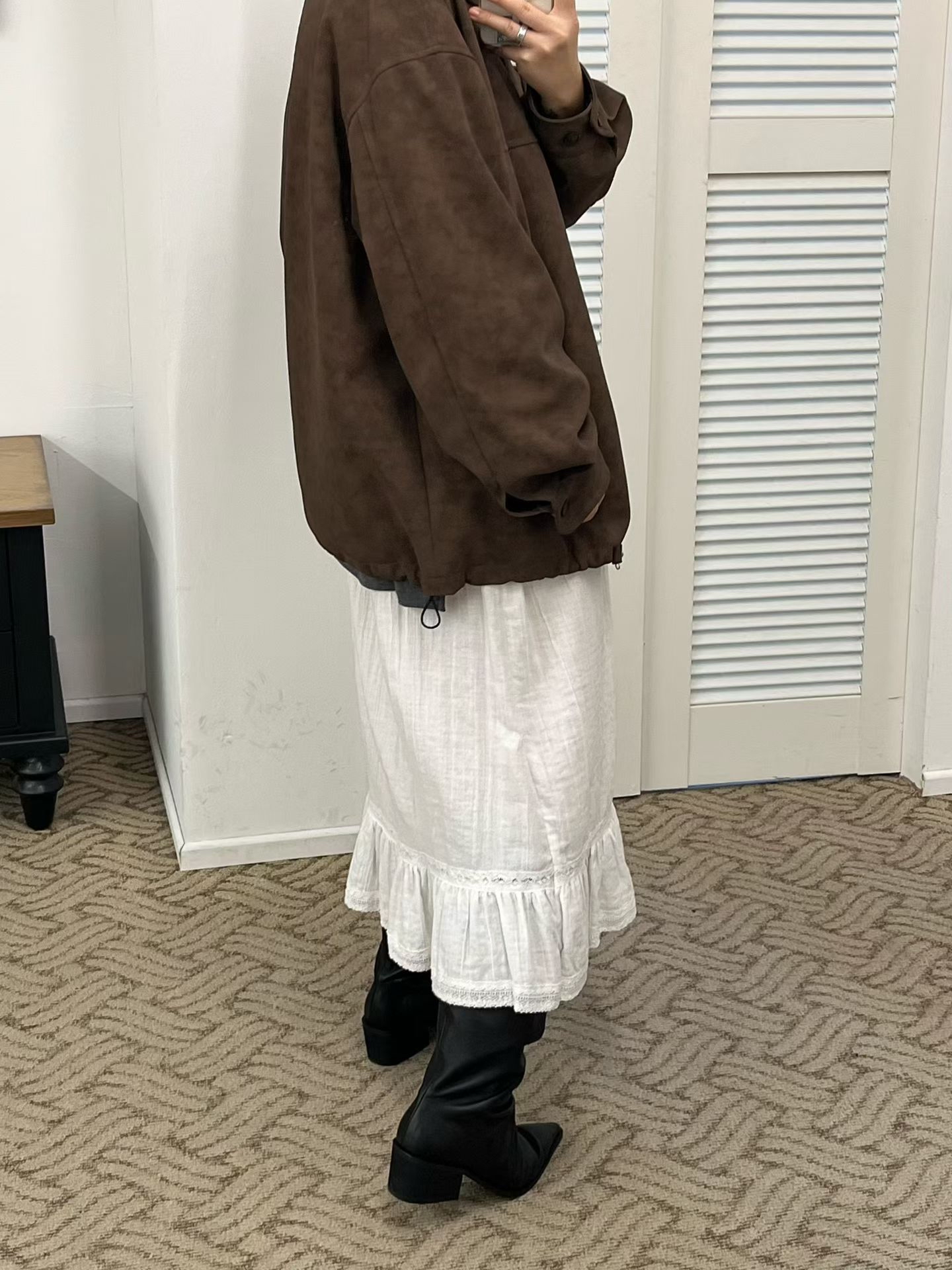 221626 側綁帶ruffle 腳長裙