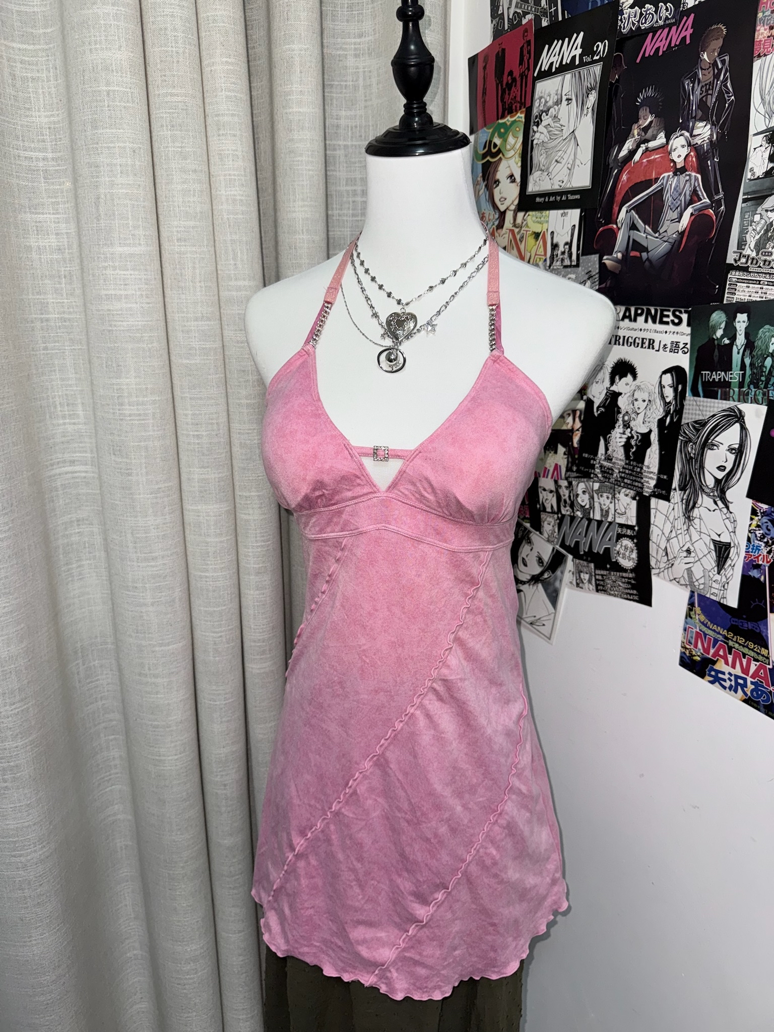Y2K Pink Beaded chain Dress