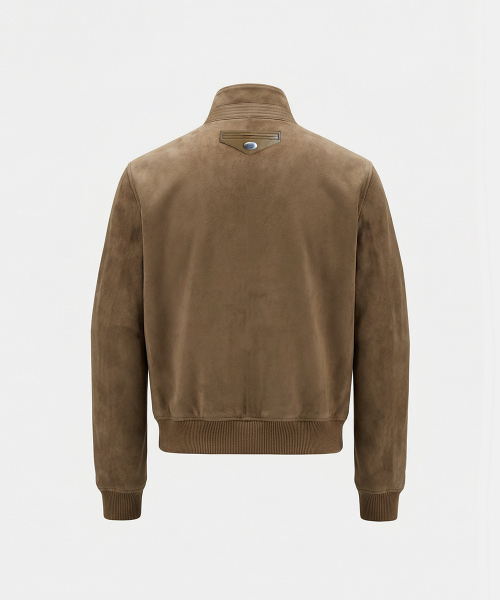 Arc Suede Contrast Bomber Jacket - Brown
