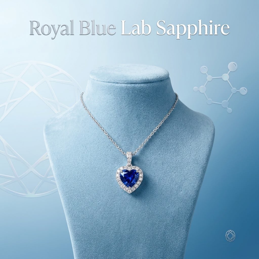 1.5 Carat Blue Sapphire Heart Neclace (Lab Grown)