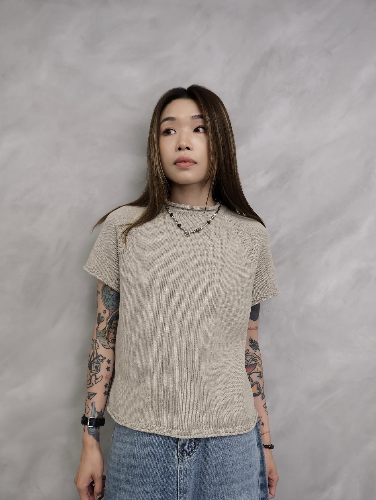 (重做必買款)The Rolled-Edge Raglan Knit Top #top153