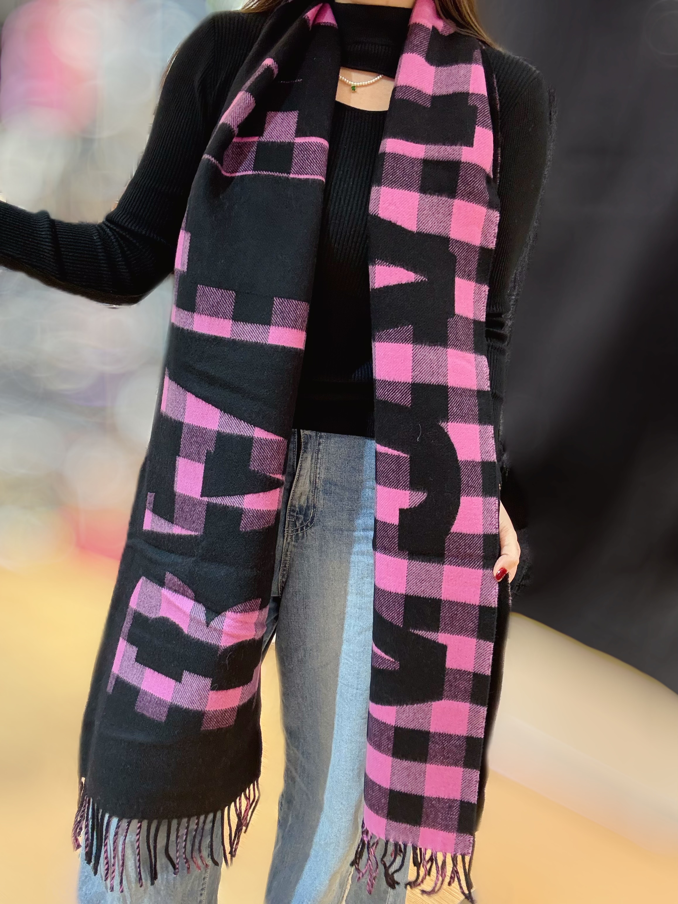 Balenciaga scarf grid/blk/pink