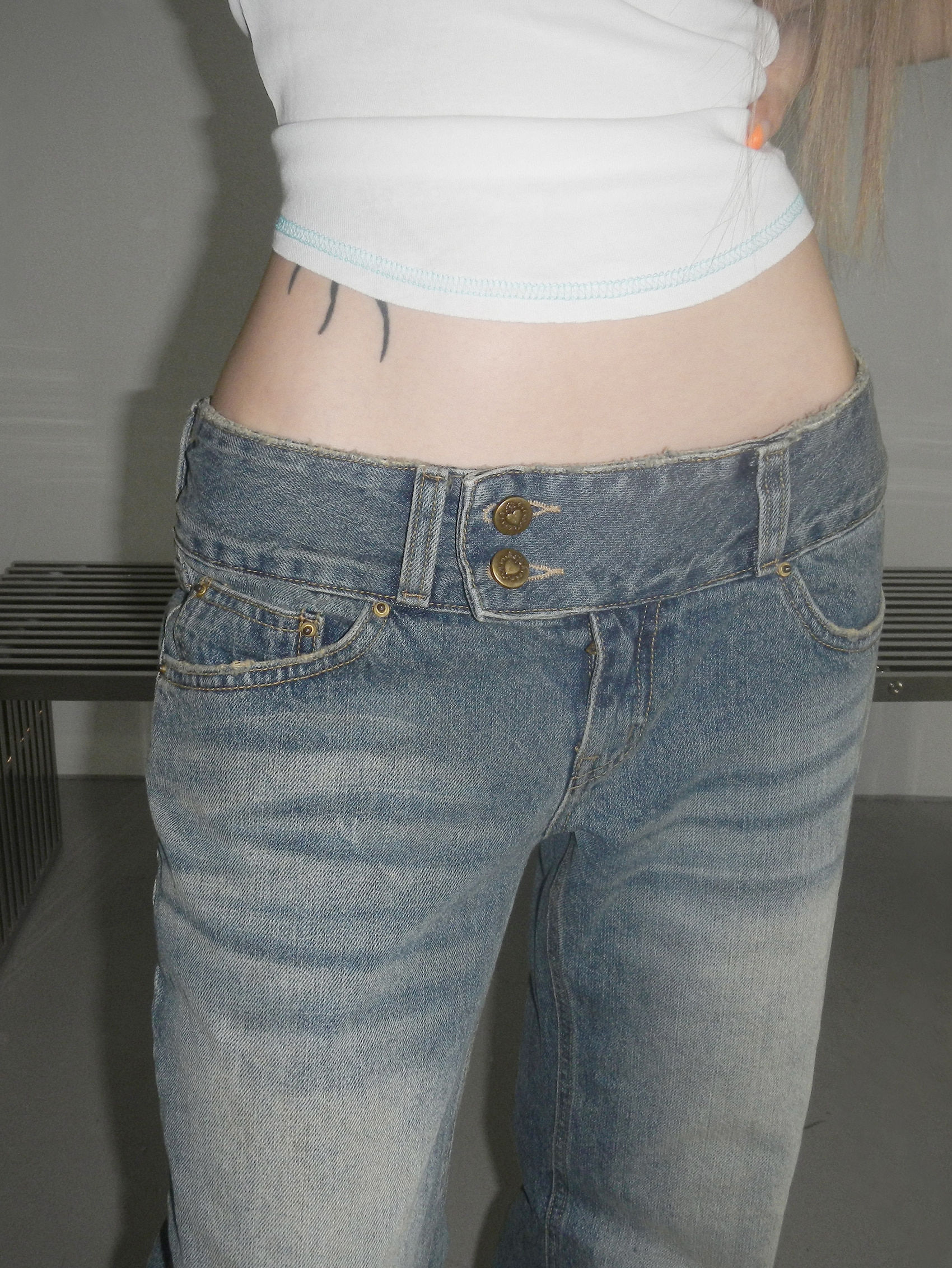 Low-Rise Double-Button Flared Jeans