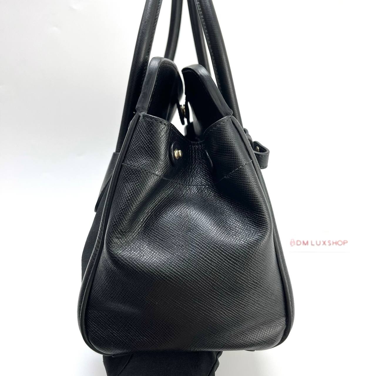 Prada Cuir Frame Canvas Tote Black