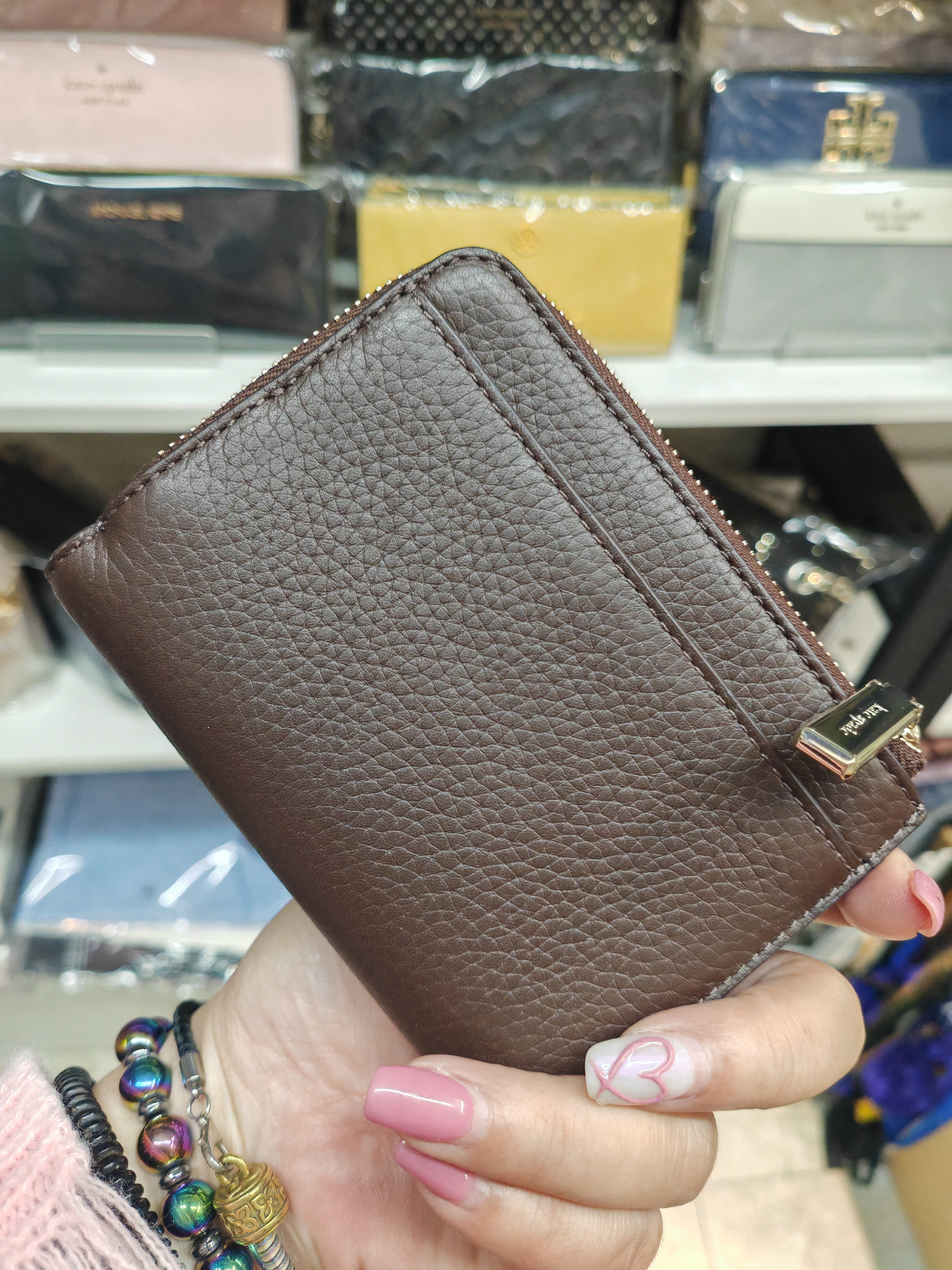 香港現貨-Kate Spade Lena Small Zip Wallet (Brown/Lilac) 