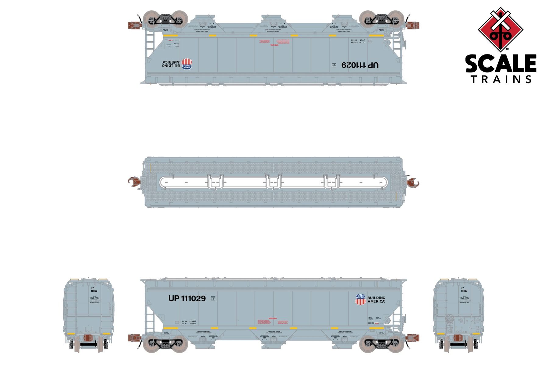 UP Gunderson 5188 Covered Hopper, Union Pacific/High Reporting Marks Scaletrains N