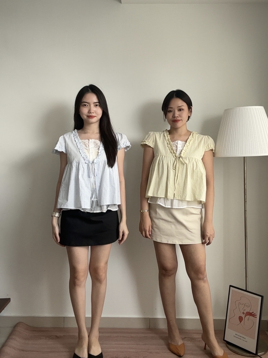 T4258 Fake Two-Piece Ruffle Top - 4 Colors 