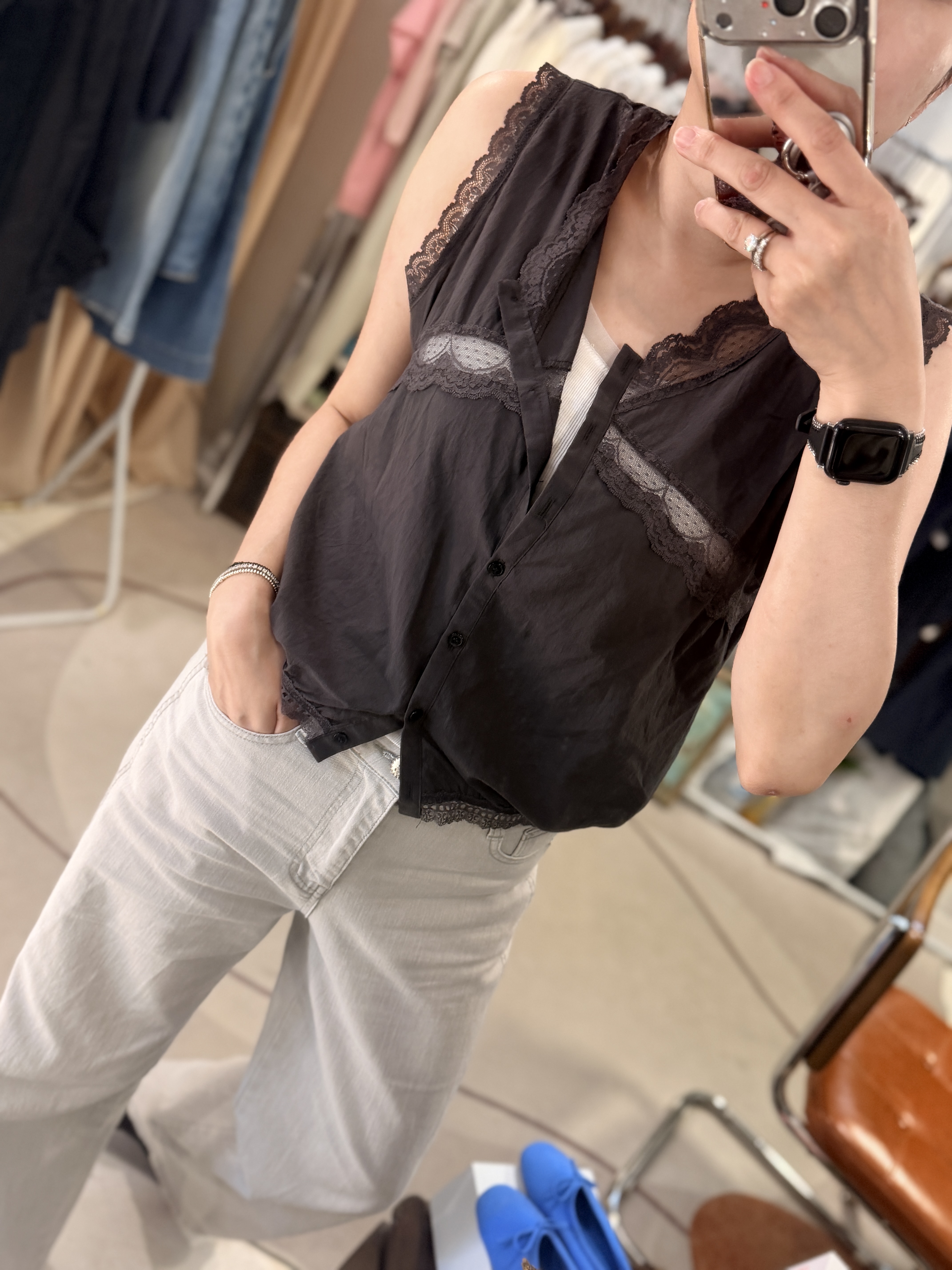 Lace vest shirt