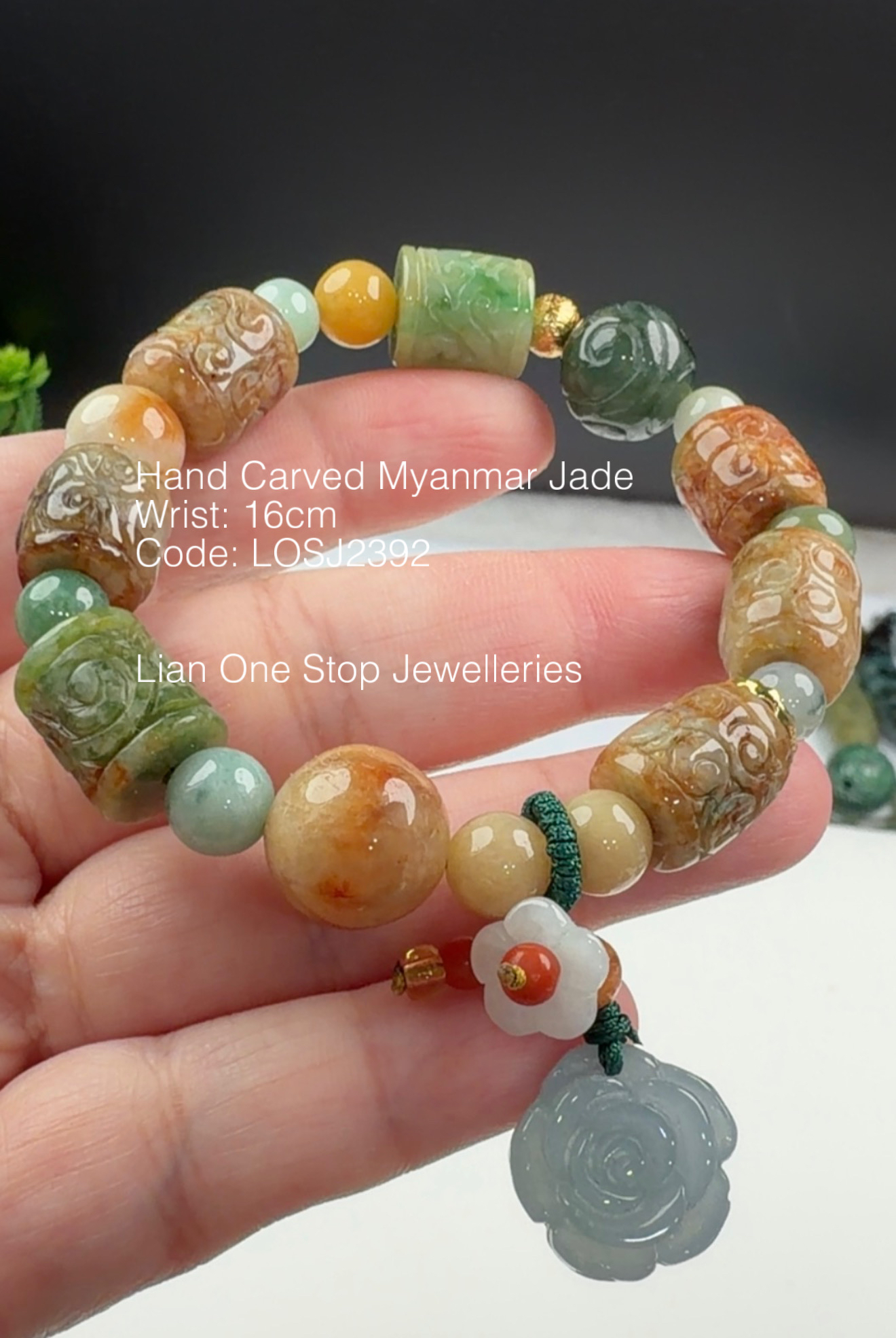 Code: LOSJ2392 Hand Carved Myanmar Jade 