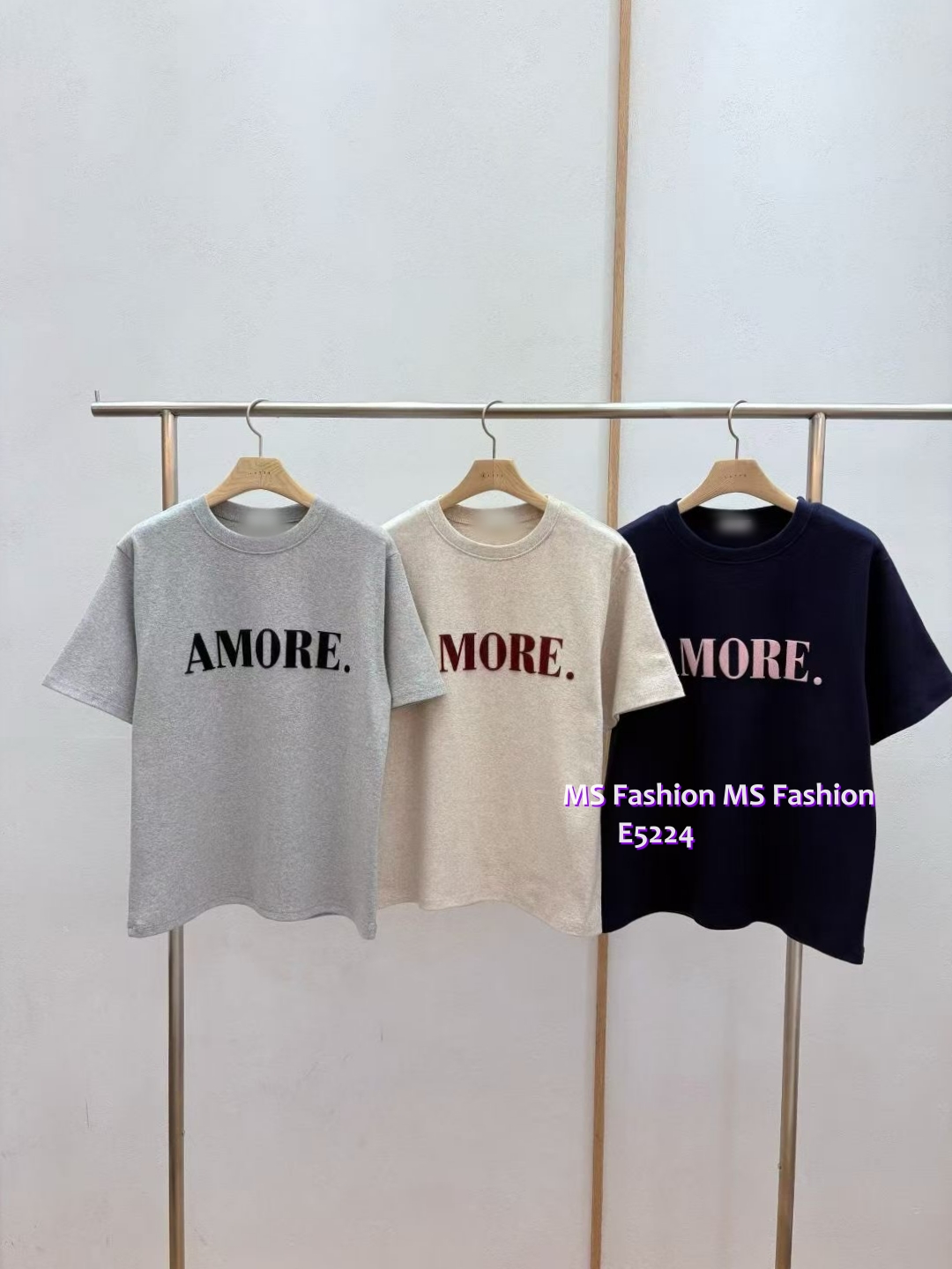E5224 拼色字母tee