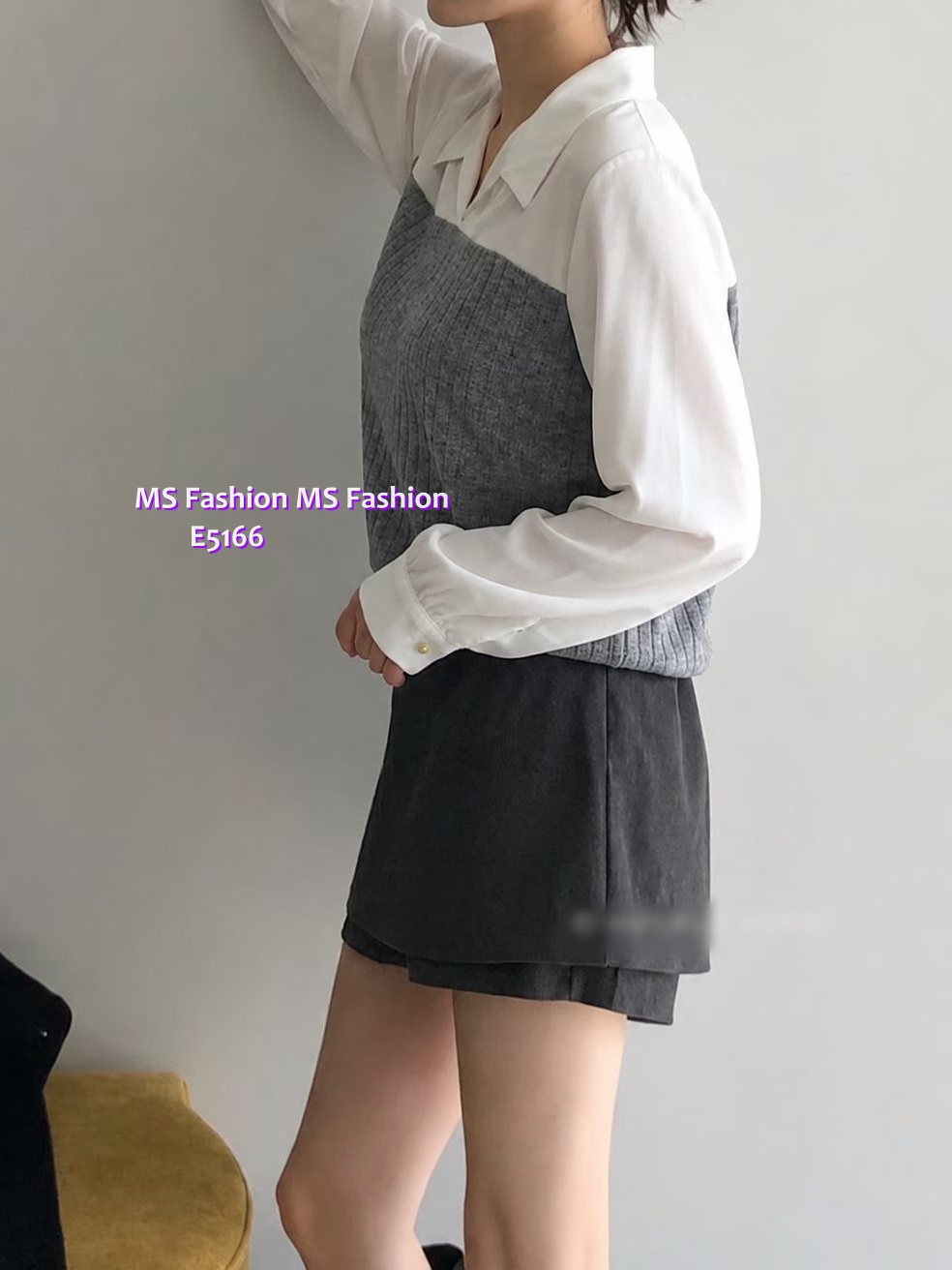 E5166 拼直紋pattern top