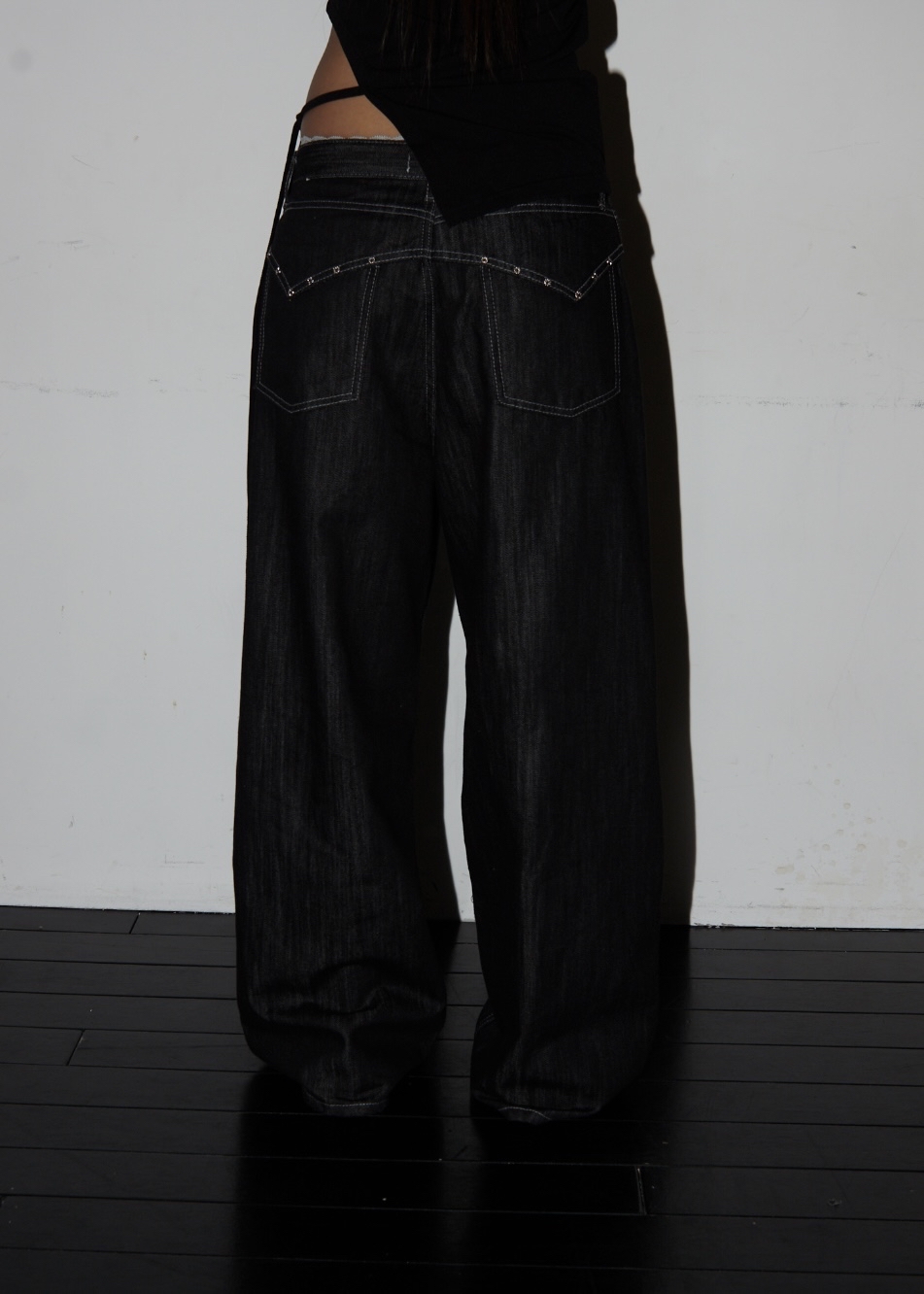 Studded Non-Fade Wide-Leg Pants