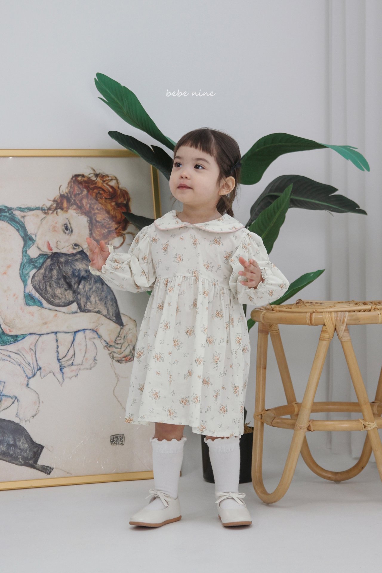 🌸預訂 韓國直送🌸🇰🇷Bebenine兩色翻領碎花長袖連身裙