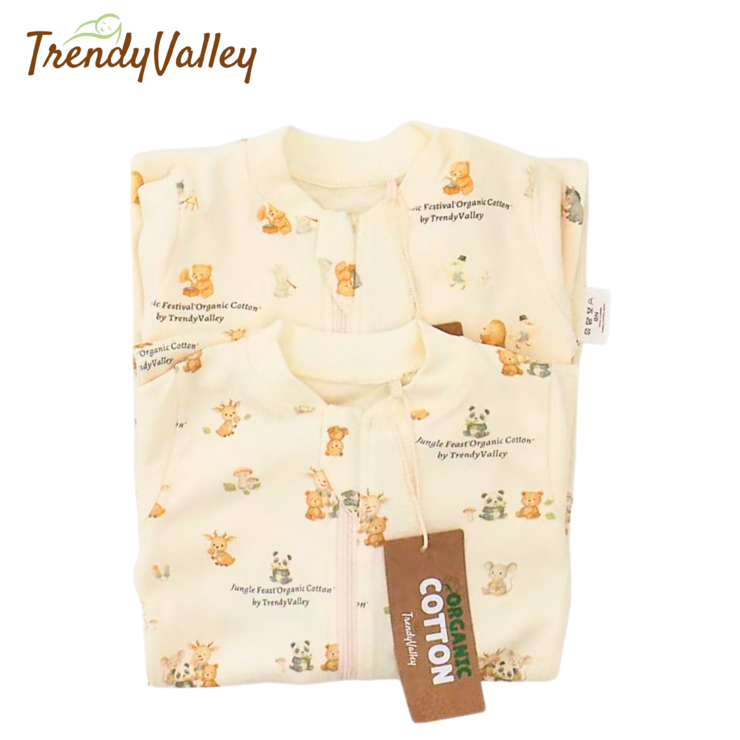 Trendyvalley Organic Cotton Sleepwear Zip Romper ( Festival Series)