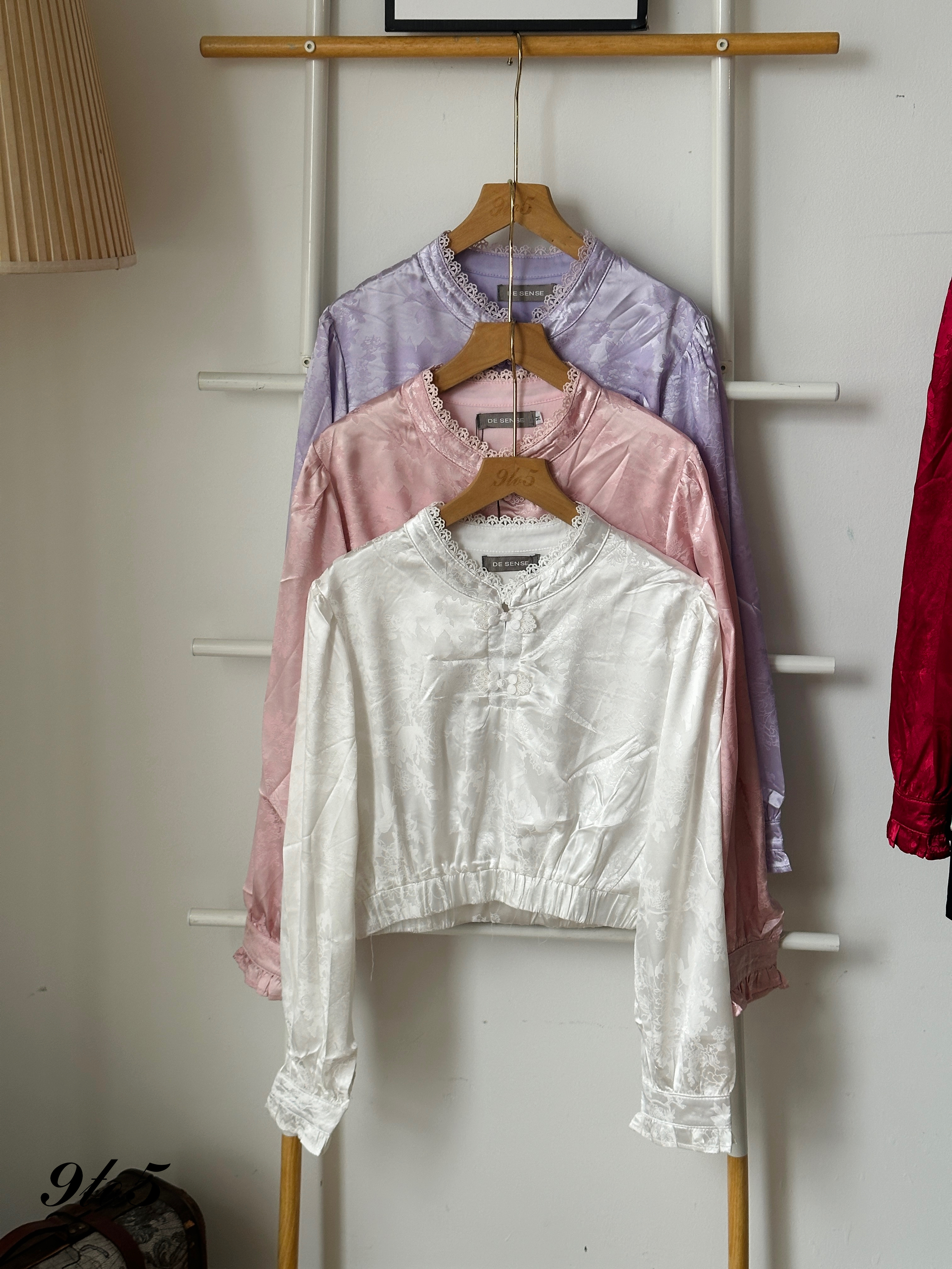 T3934 Long Sleeve Cheongsam Top - 4 Colors