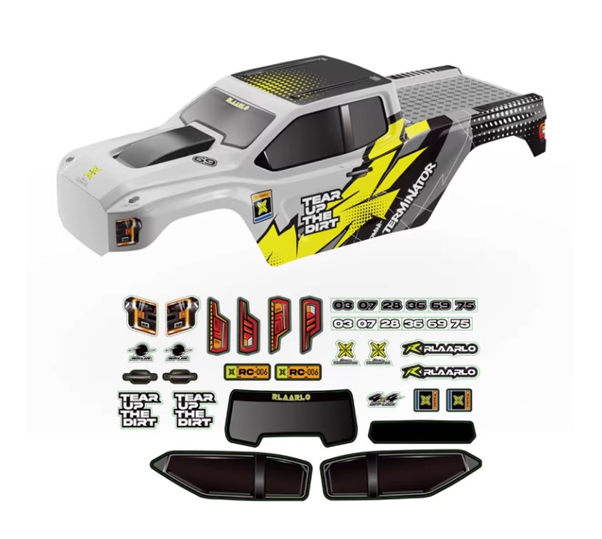 全新 Rlaarlo MINI 1:10 Monster Truck V2 大腳車 PC 車殼 | 雷拉洛 | 銀黃色