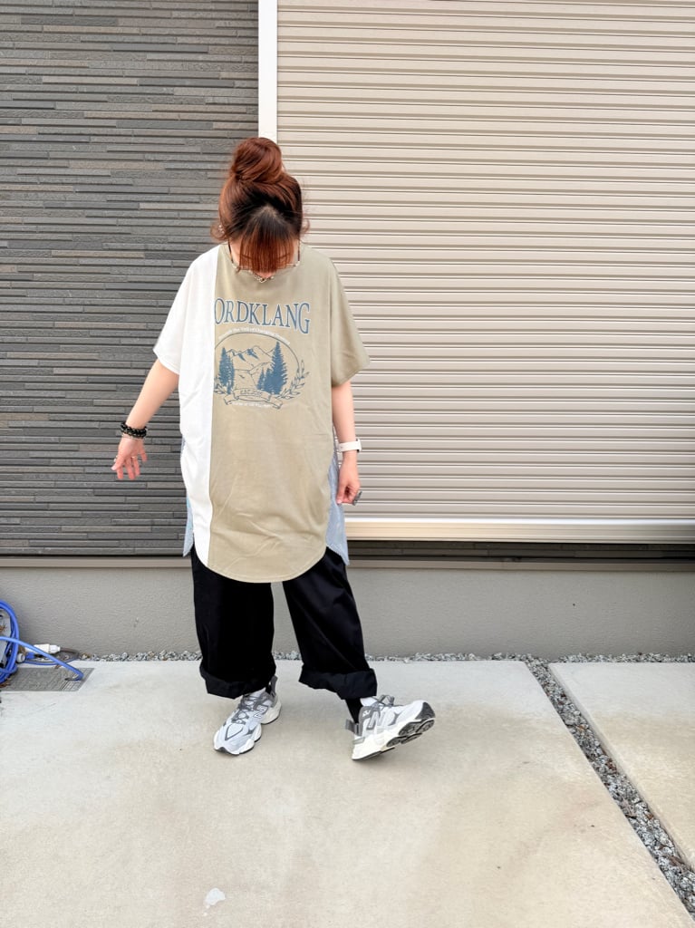 日本拼款長款衫