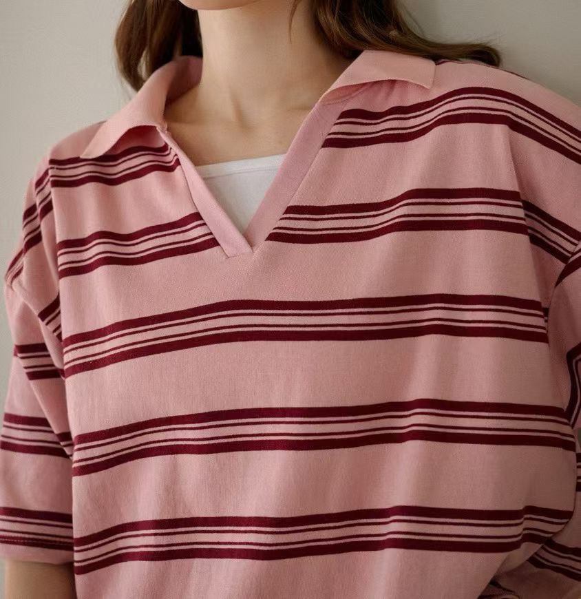 G6204 韓國🇰🇷反領V領橫間top